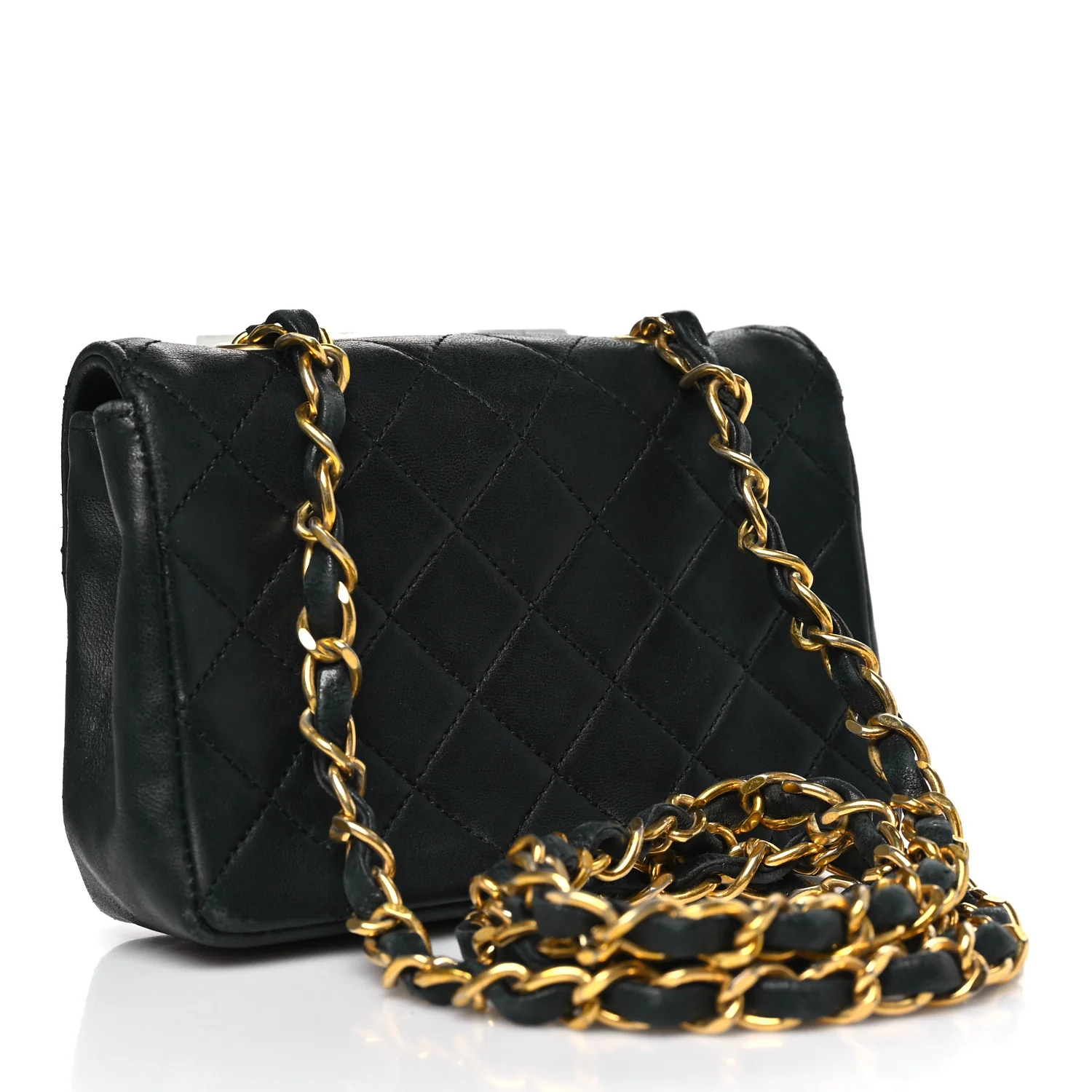 Lambskin Quilted Micro Mini Flap Bag Black - Image 2
