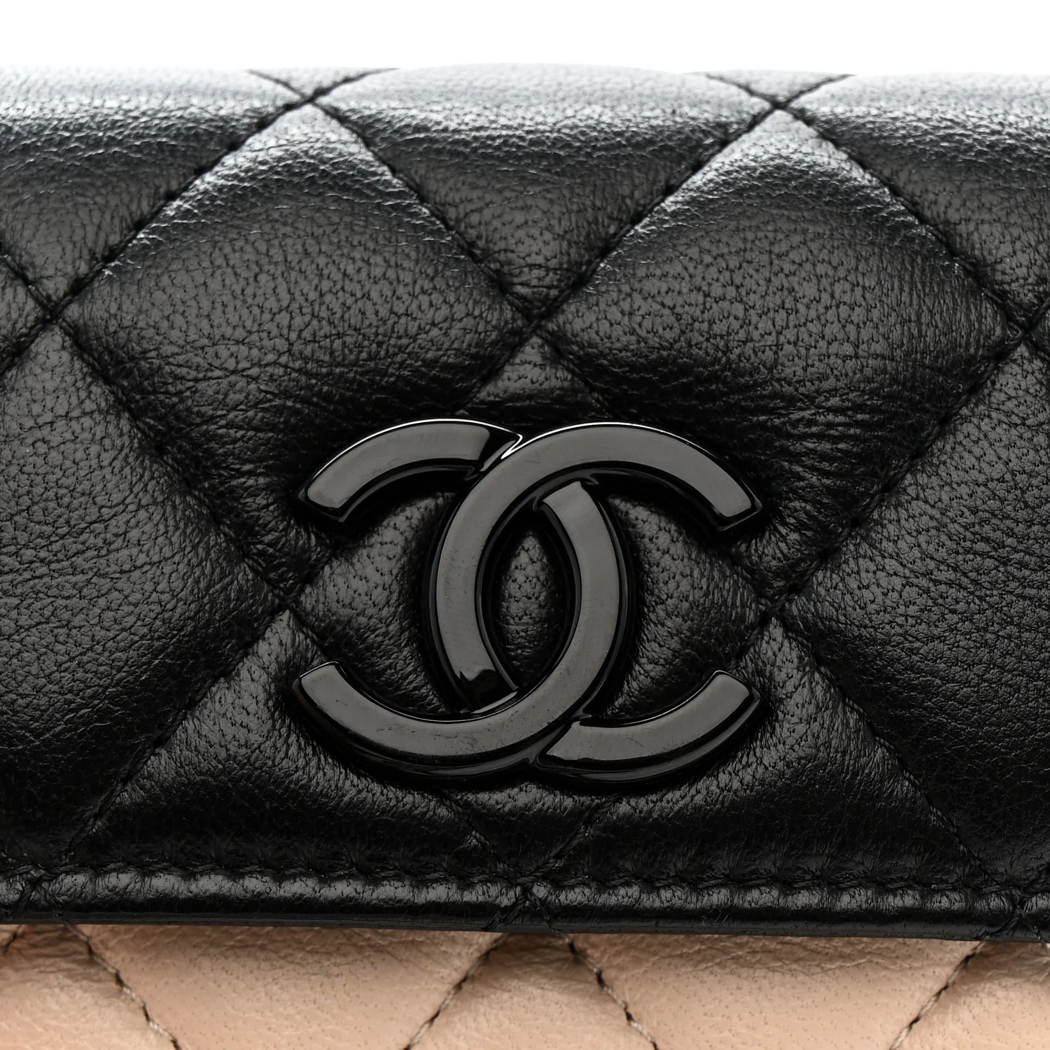 Lambskin Quilted Mini Chain Belt Bag Black Beige Multicolor - Image 9