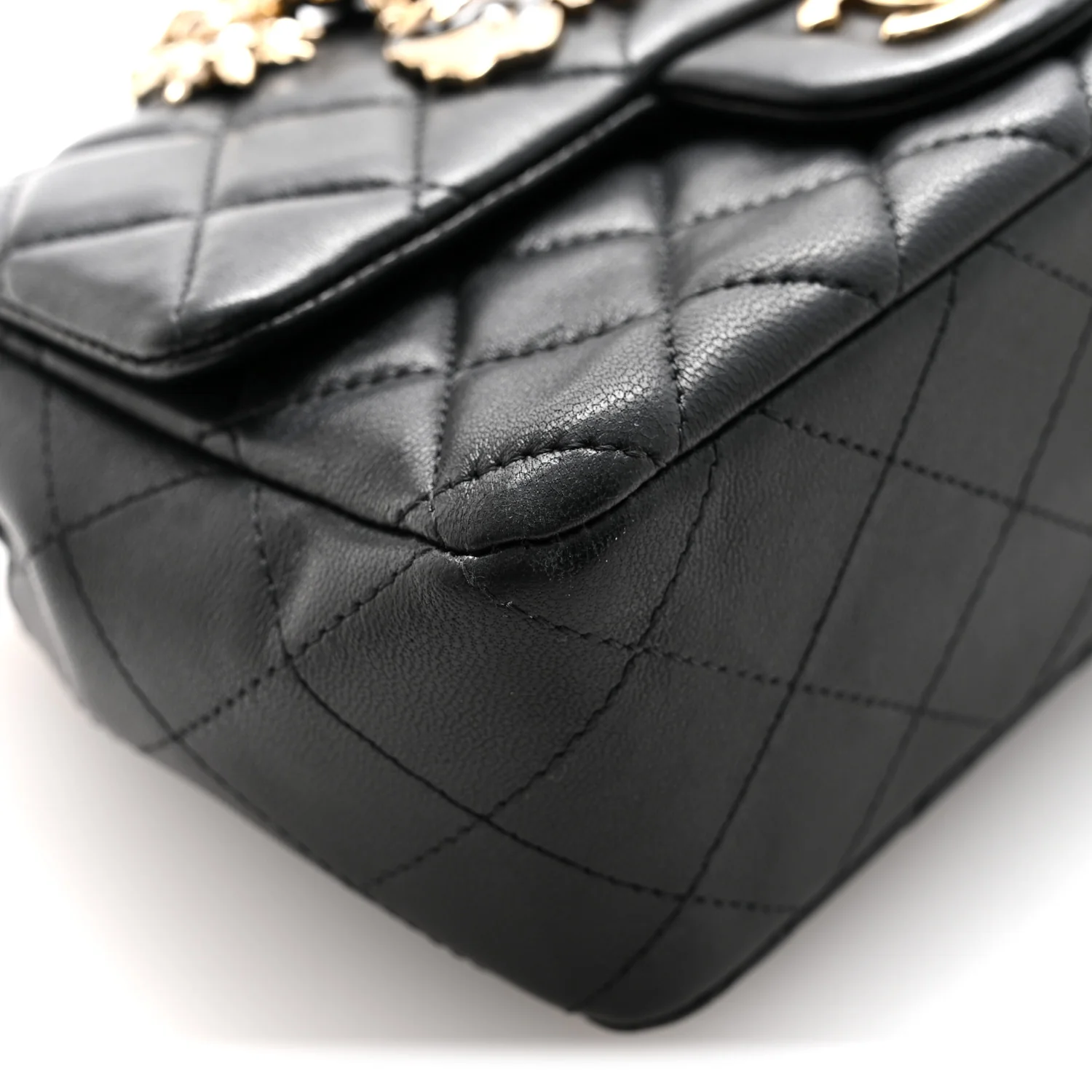 Lambskin Quilted Mini Coco Charms Rectangular Flap Black - Image 13