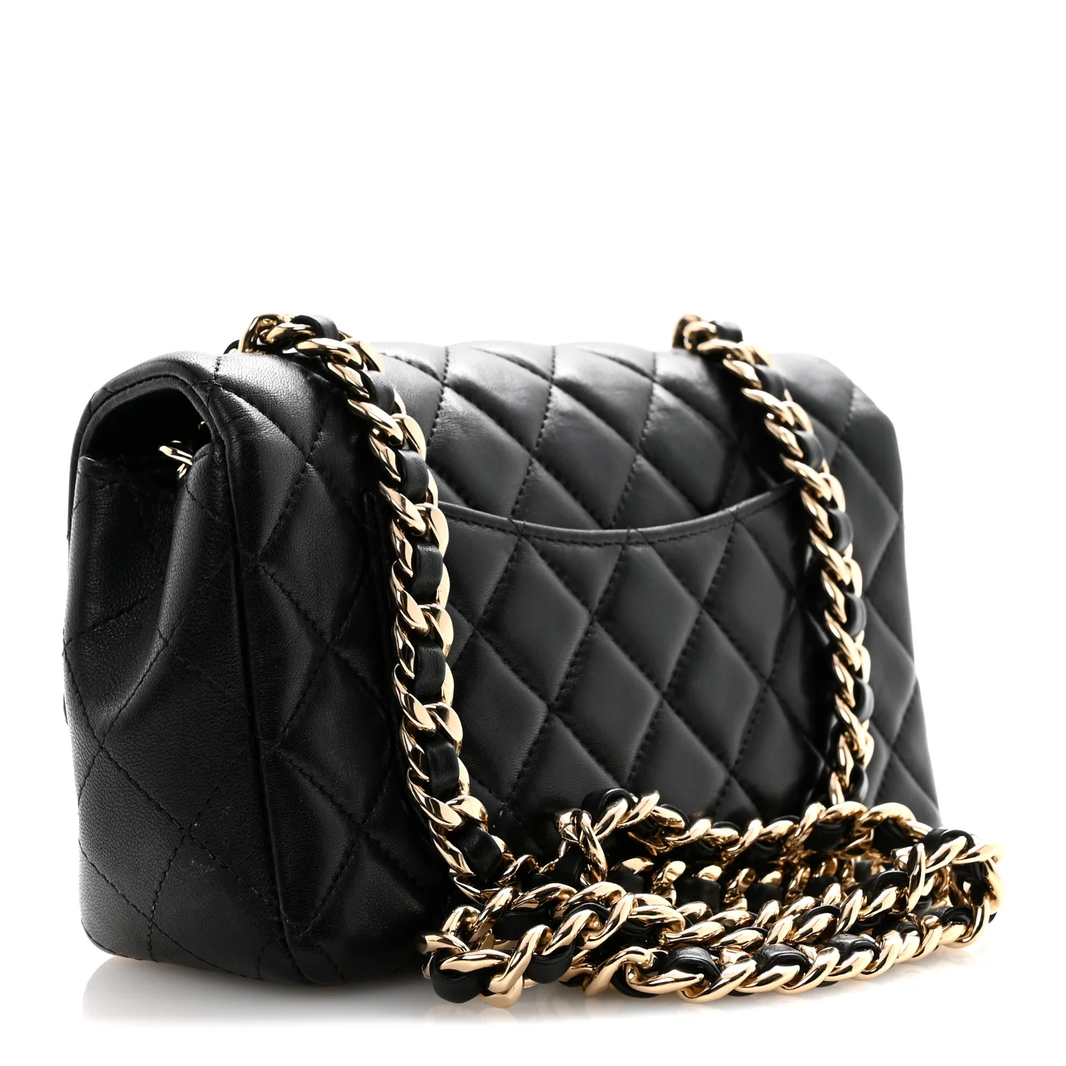 Lambskin Quilted Mini Coco Charms Rectangular Flap Black - Image 3