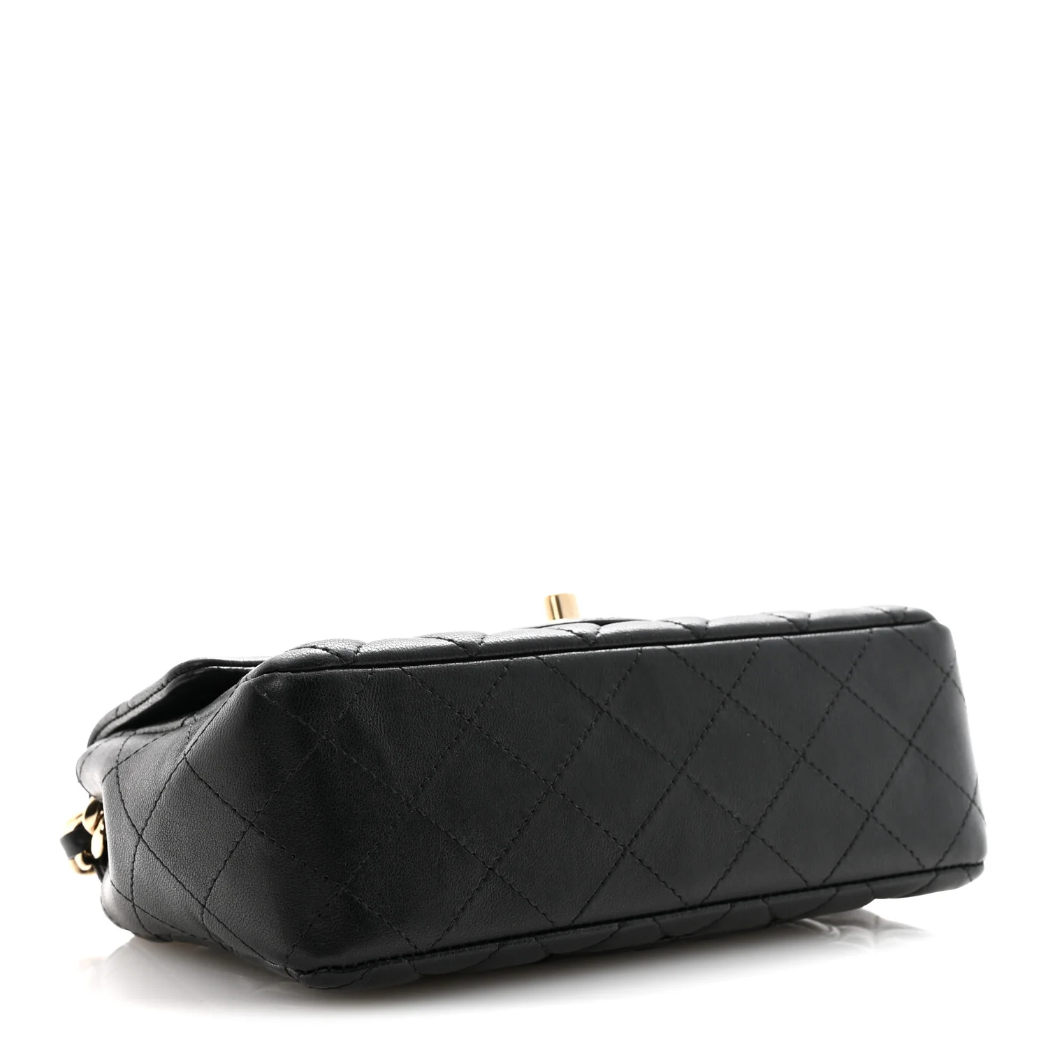 Lambskin Quilted Mini Coco Charms Rectangular Flap Black - Image 4