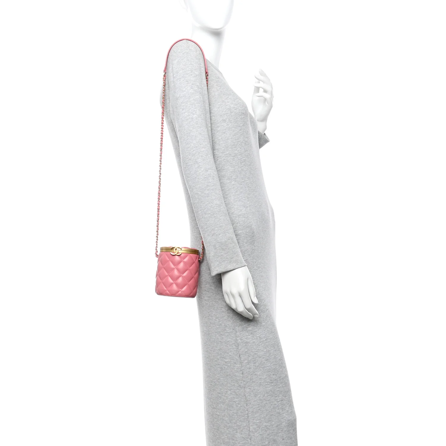 Lambskin Quilted Mini Crown Box Bag Pink - Image 2