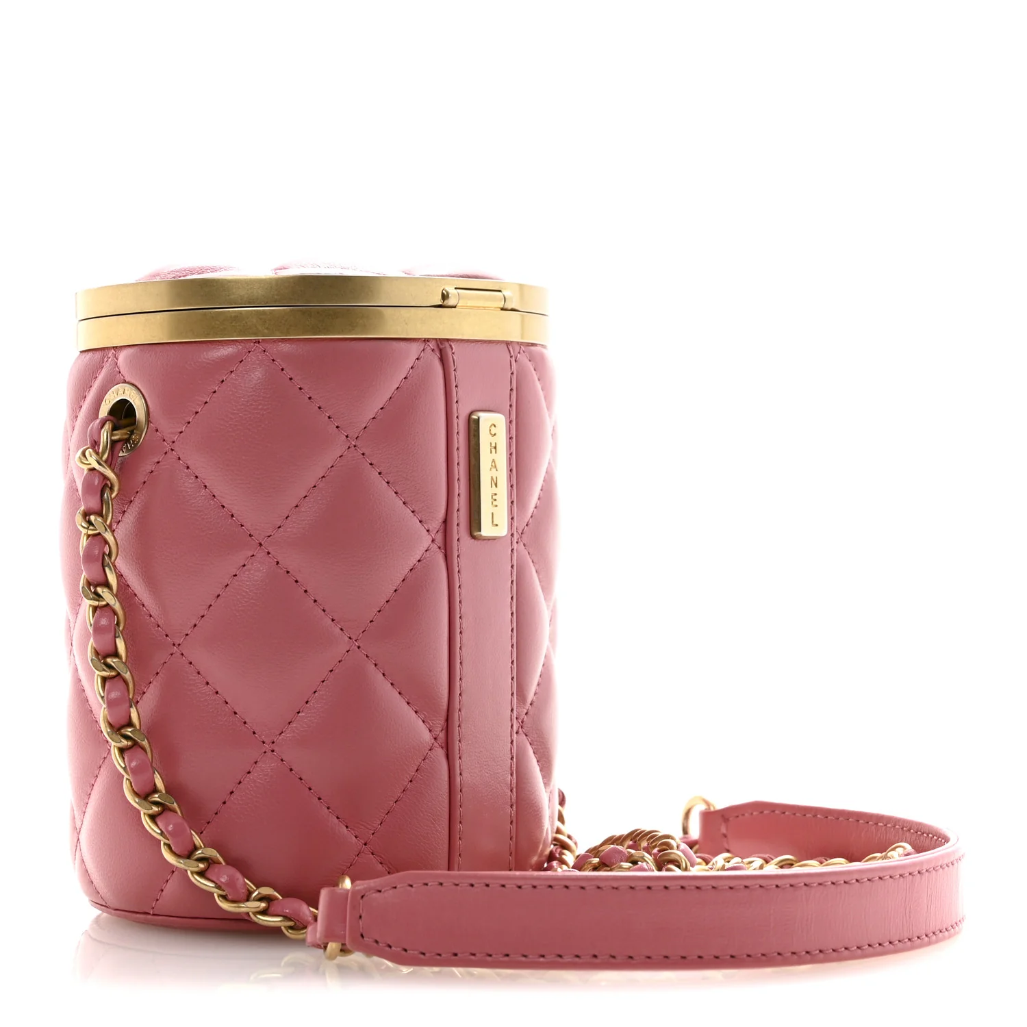 Lambskin Quilted Mini Crown Box Bag Pink - Image 3