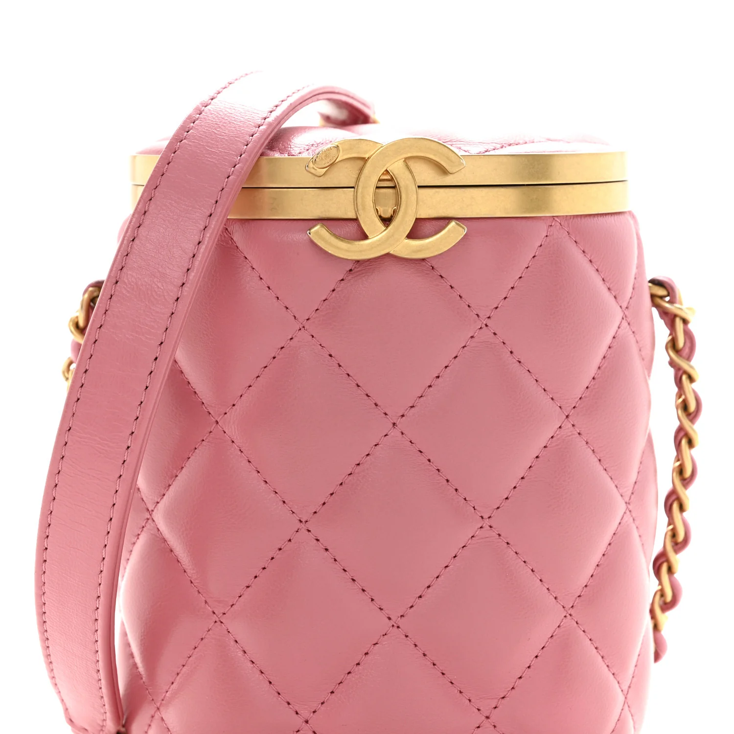Lambskin Quilted Mini Crown Box Bag Pink - Image 8
