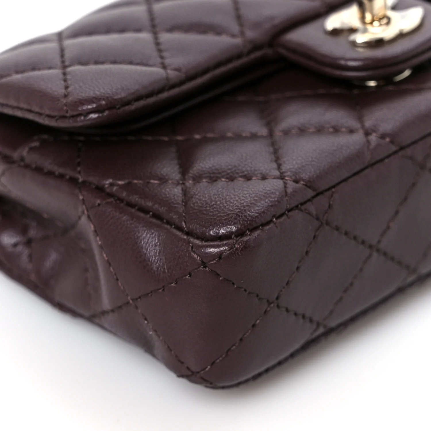 Lambskin Quilted Mini Double Flap With Hook Dark Brown - Image 10
