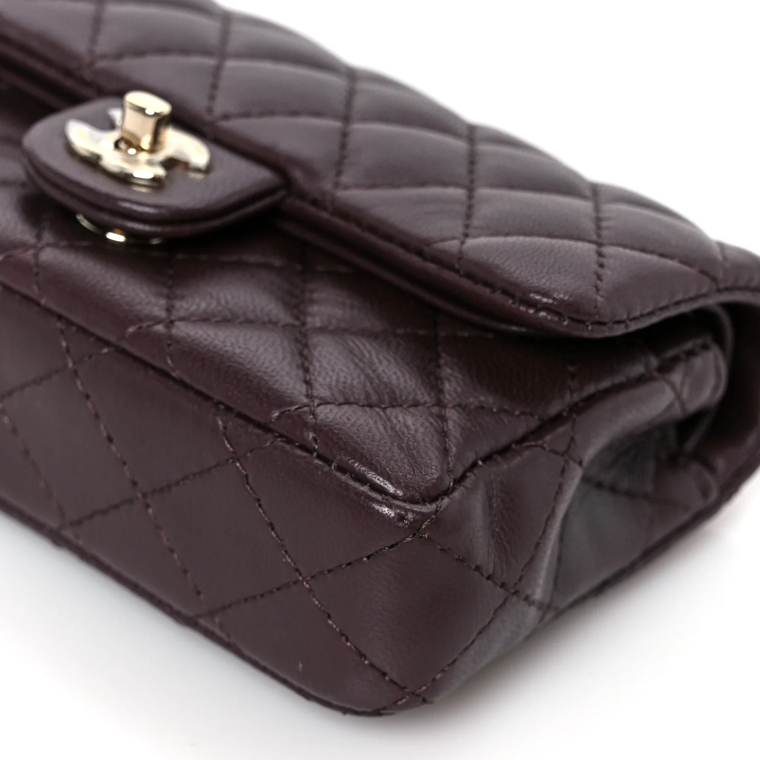 Lambskin Quilted Mini Double Flap With Hook Dark Brown - Image 11