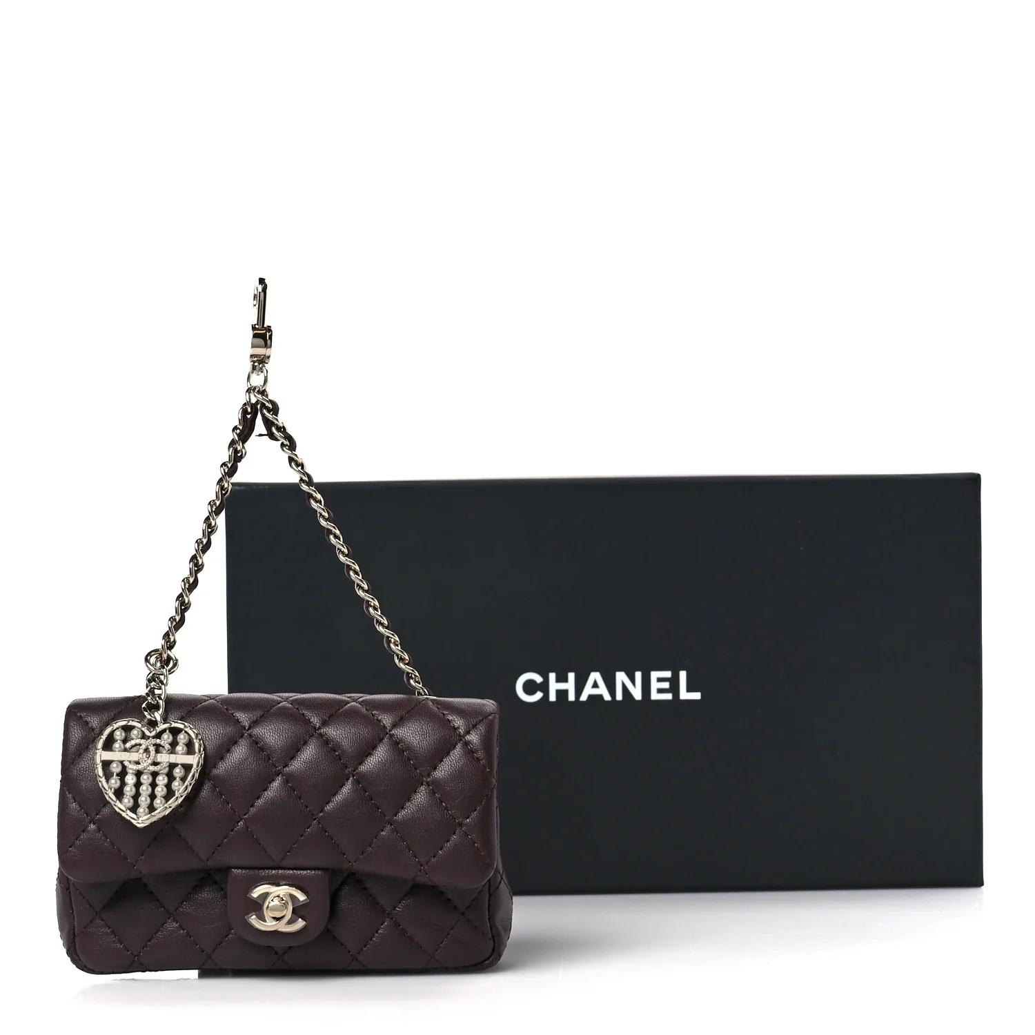 Lambskin Quilted Mini Double Flap With Hook Dark Brown - Image 12