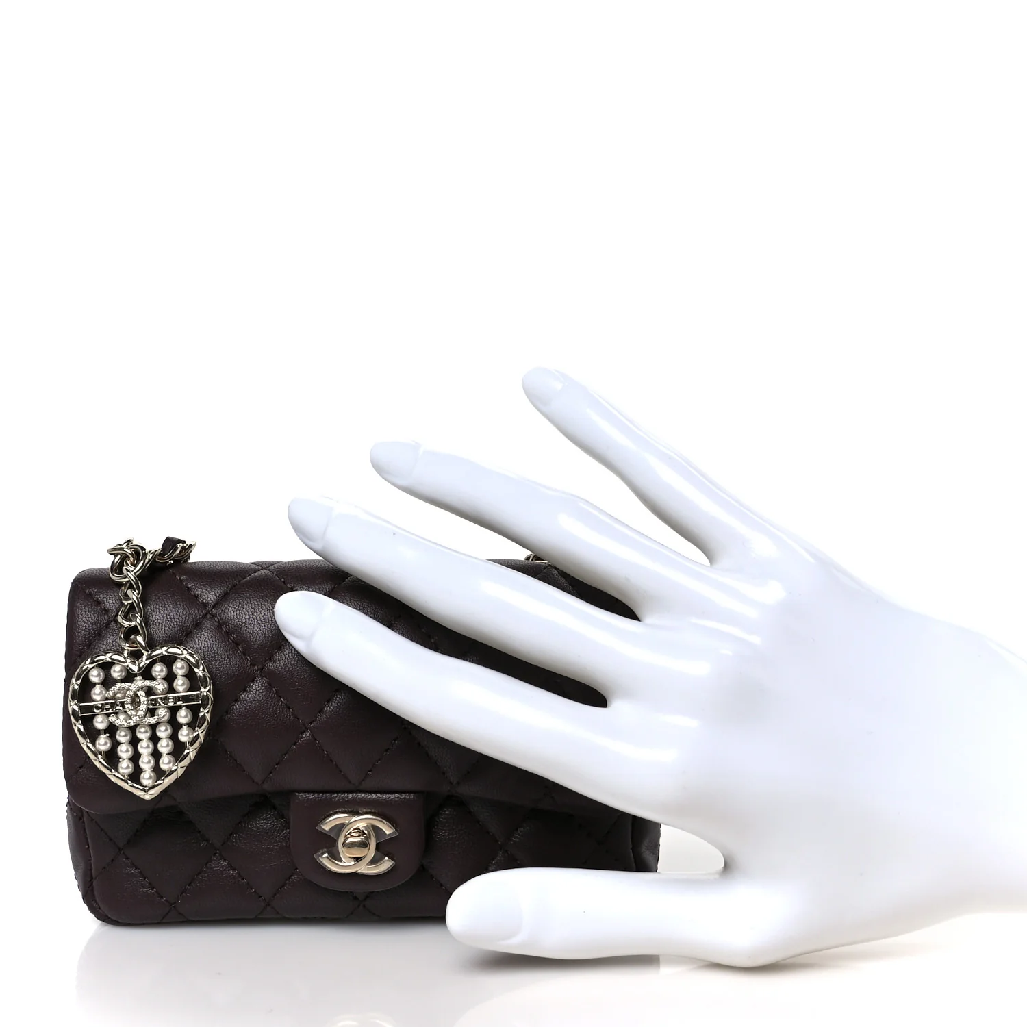 Lambskin Quilted Mini Double Flap With Hook Dark Brown - Image 2