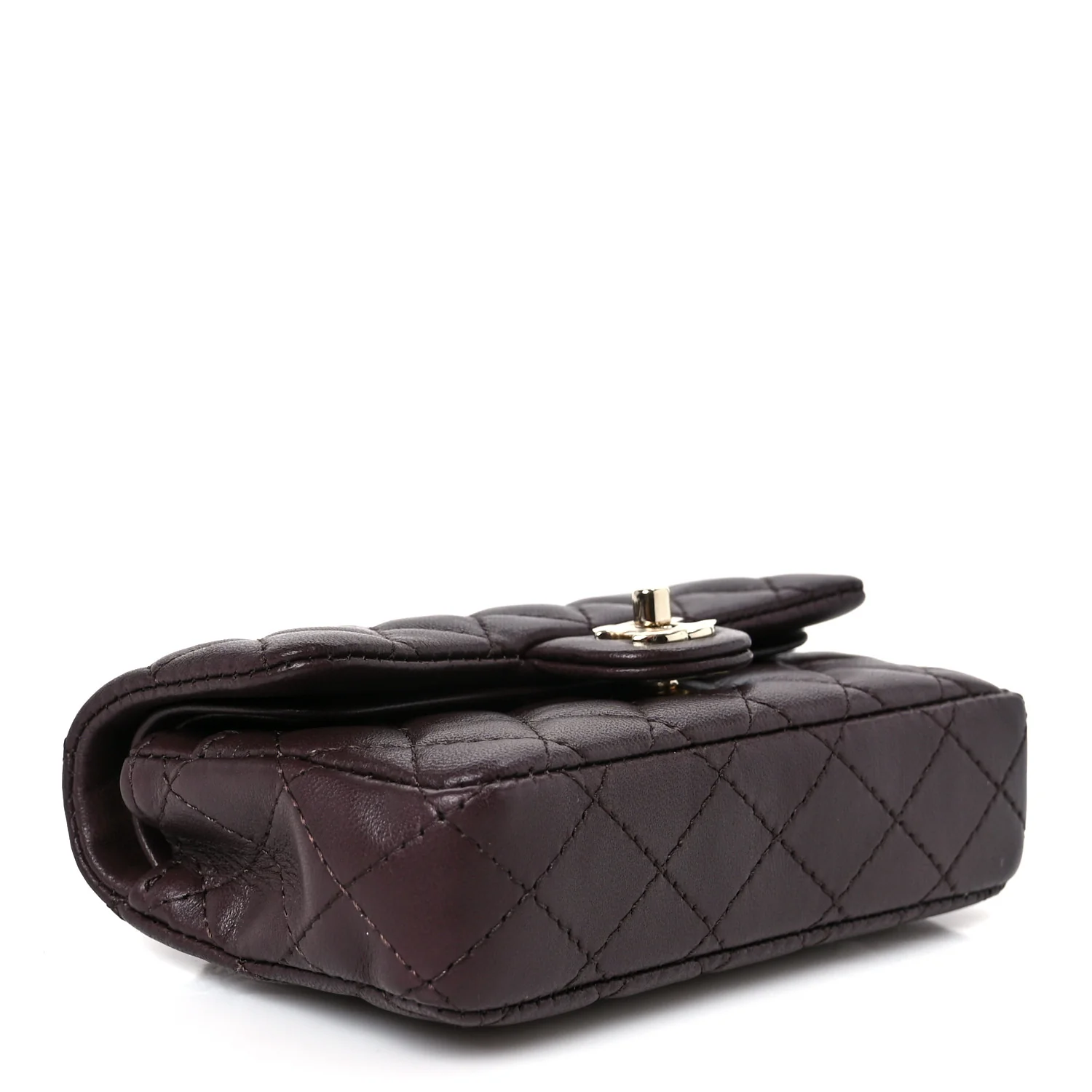 Lambskin Quilted Mini Double Flap With Hook Dark Brown - Image 4