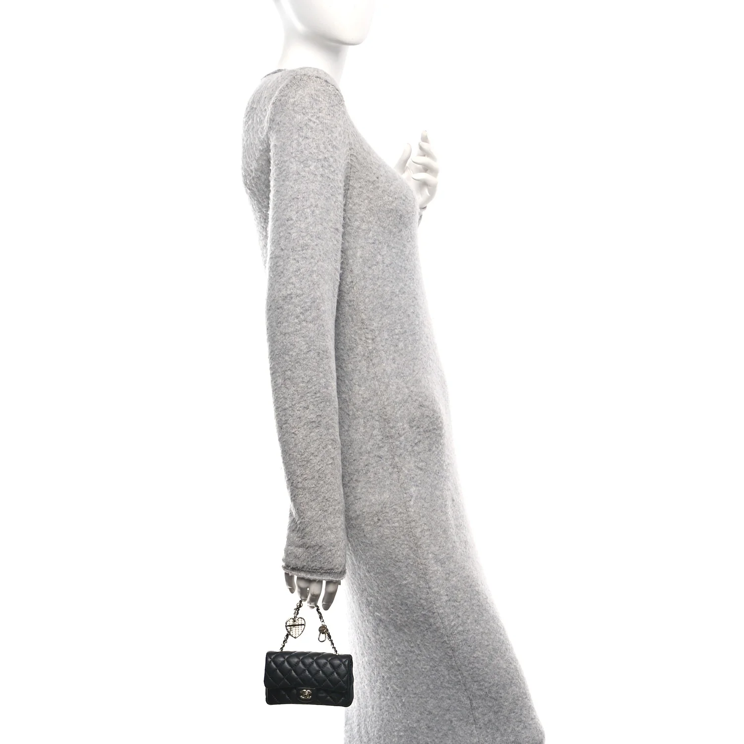 Lambskin Quilted Mini Flap Bag Charm With Hook Black - Image 2