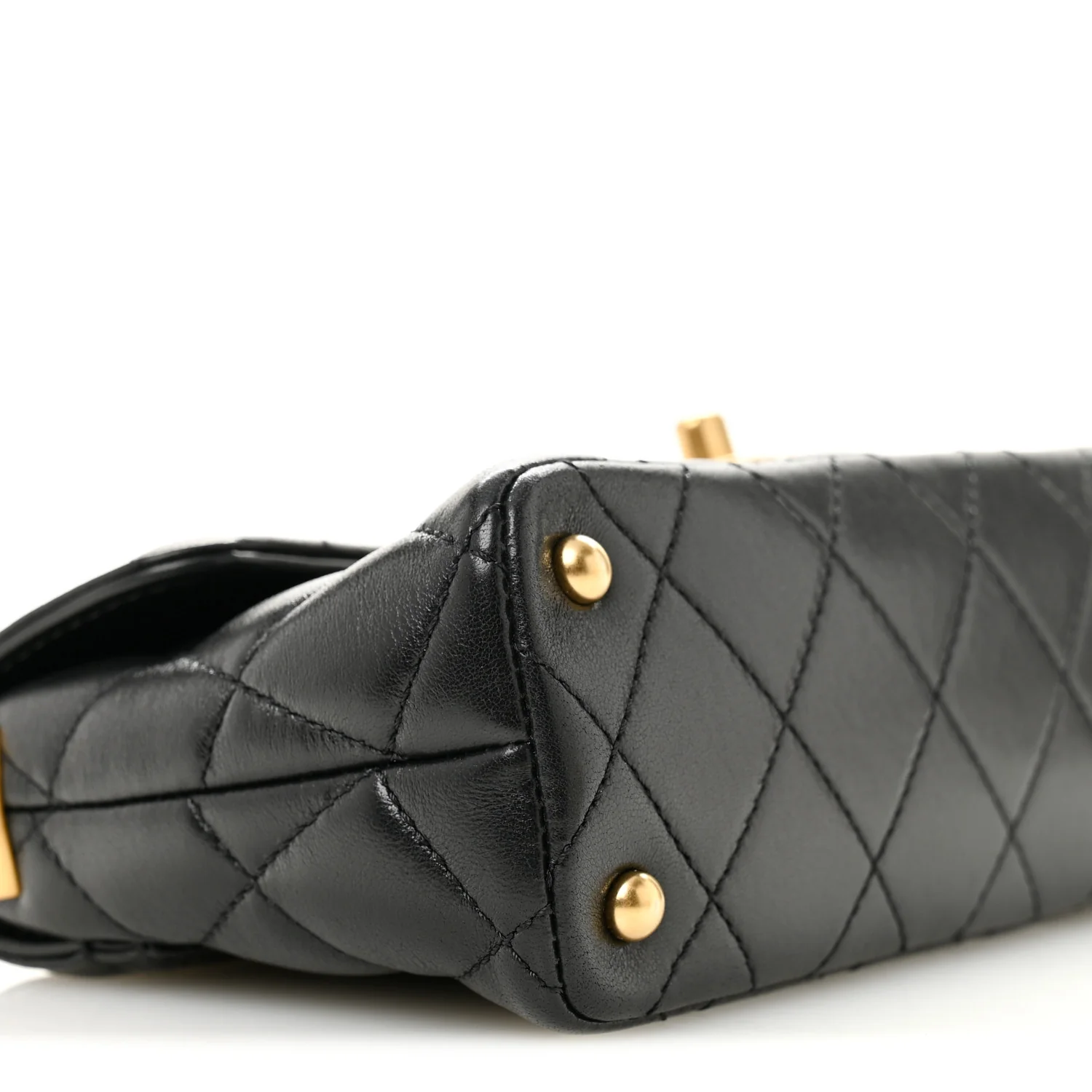Lambskin Quilted Mini Flap Top Handle Bag Black - Image 9