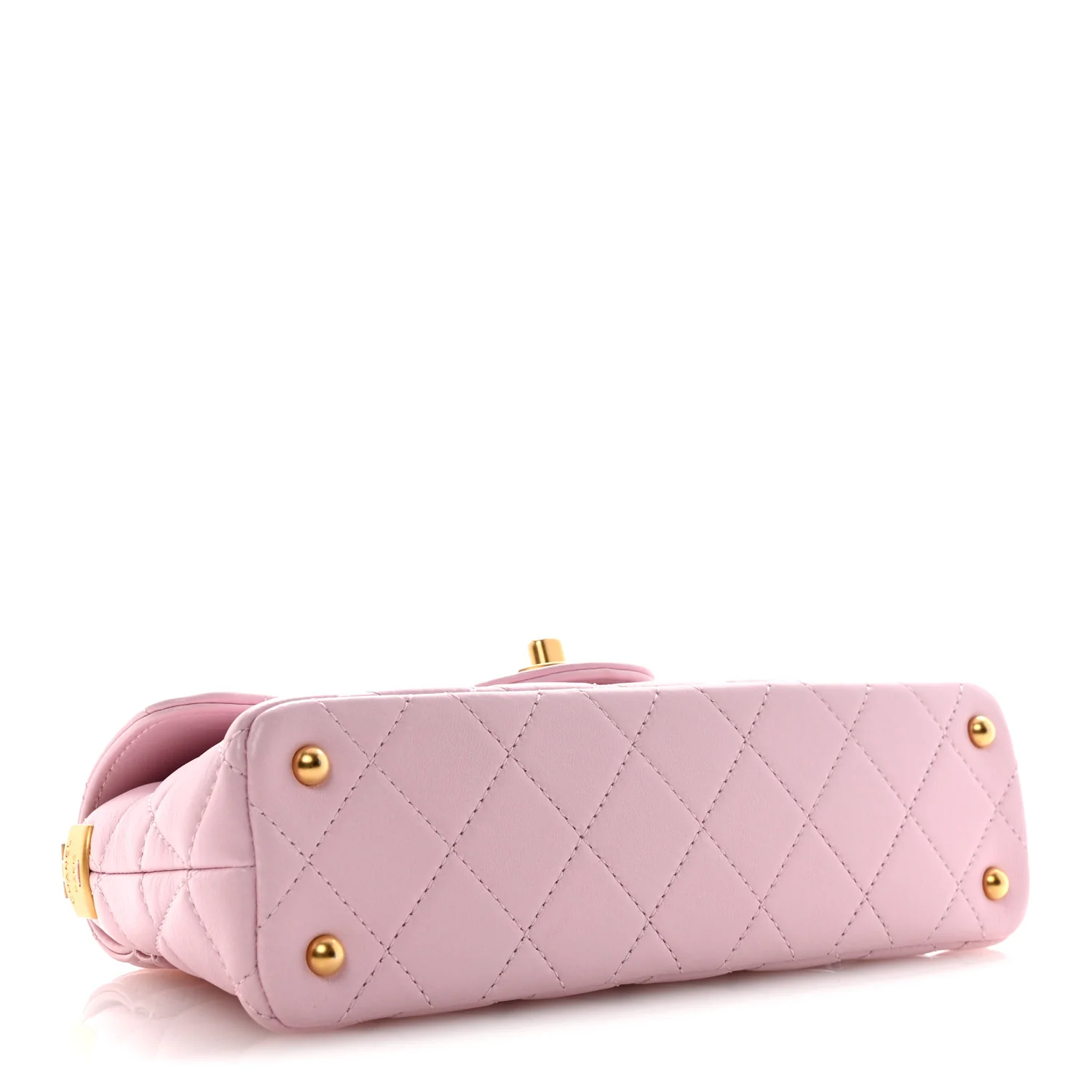 Lambskin Quilted Mini Flap Top Handle Bag Light Pink - Image 4