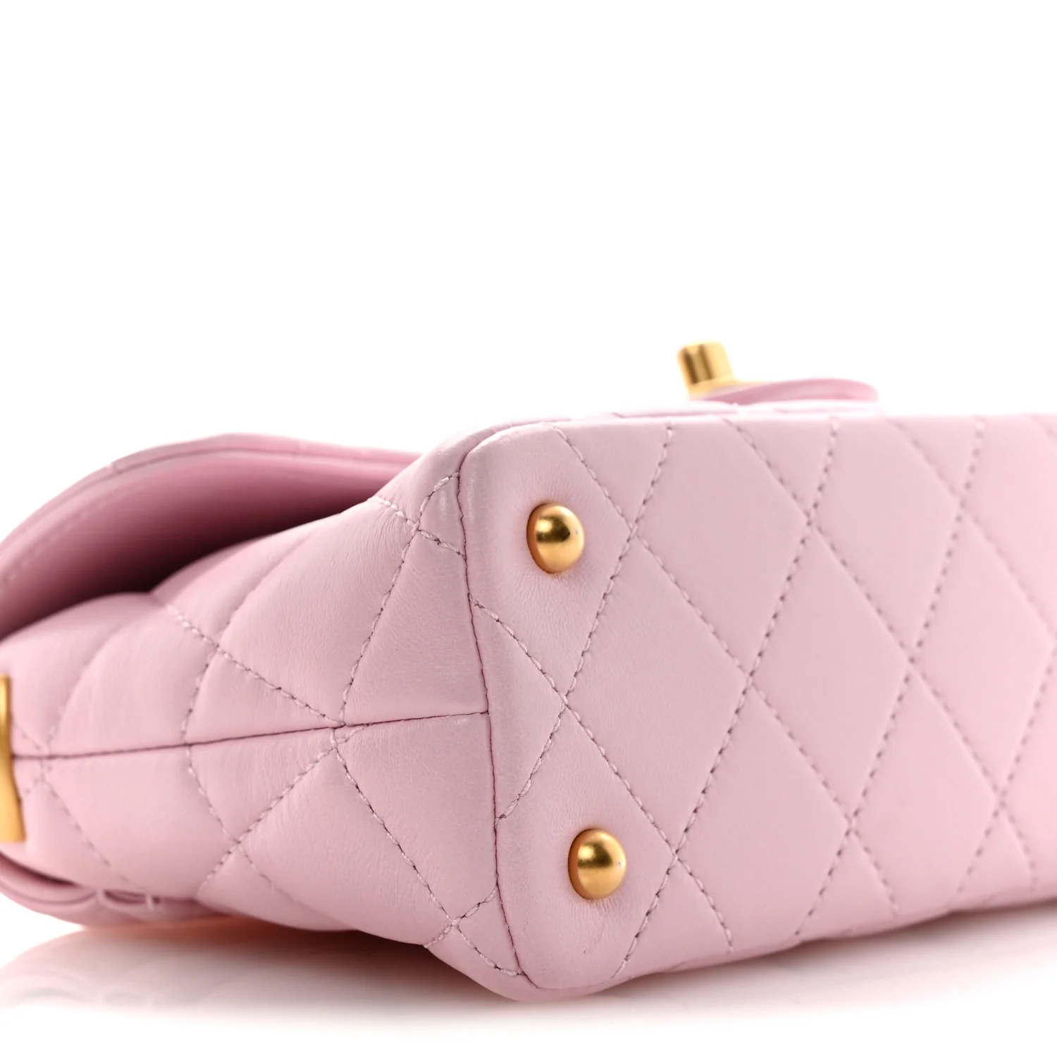 Lambskin Quilted Mini Flap Top Handle Bag Light Pink - Image 9