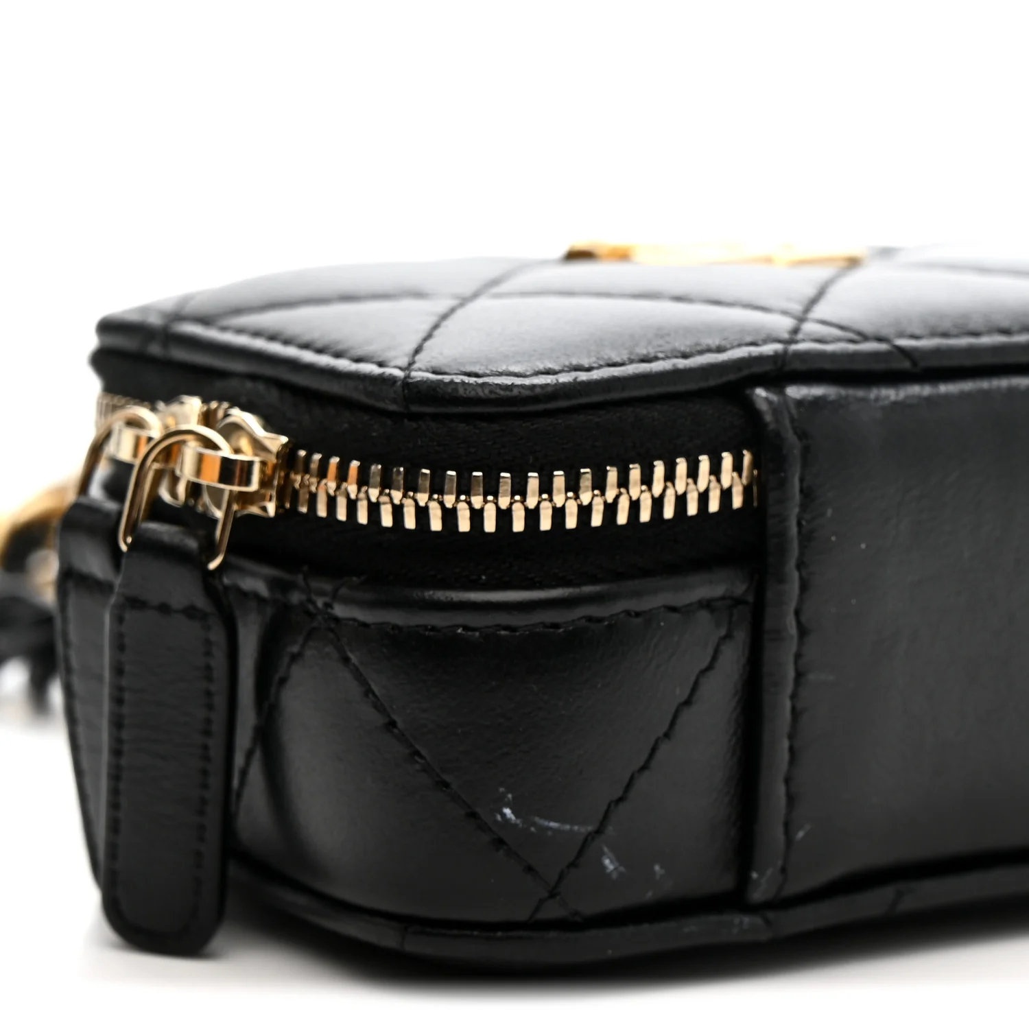 Lambskin Quilted Mini Lacquered Chain Clutch Black - Image 9