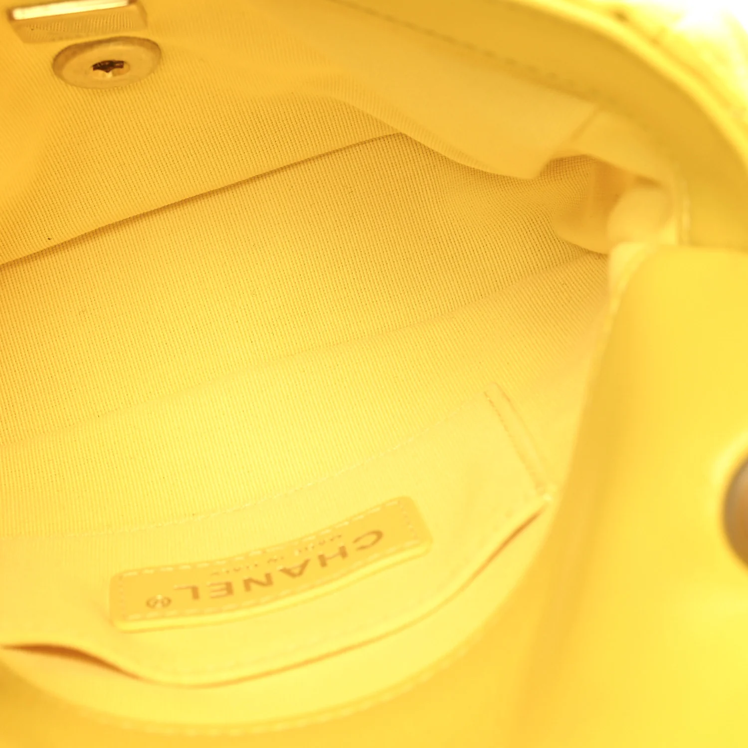 Lambskin Quilted Mini Lacquered Chain Flap Yellow - Image 5
