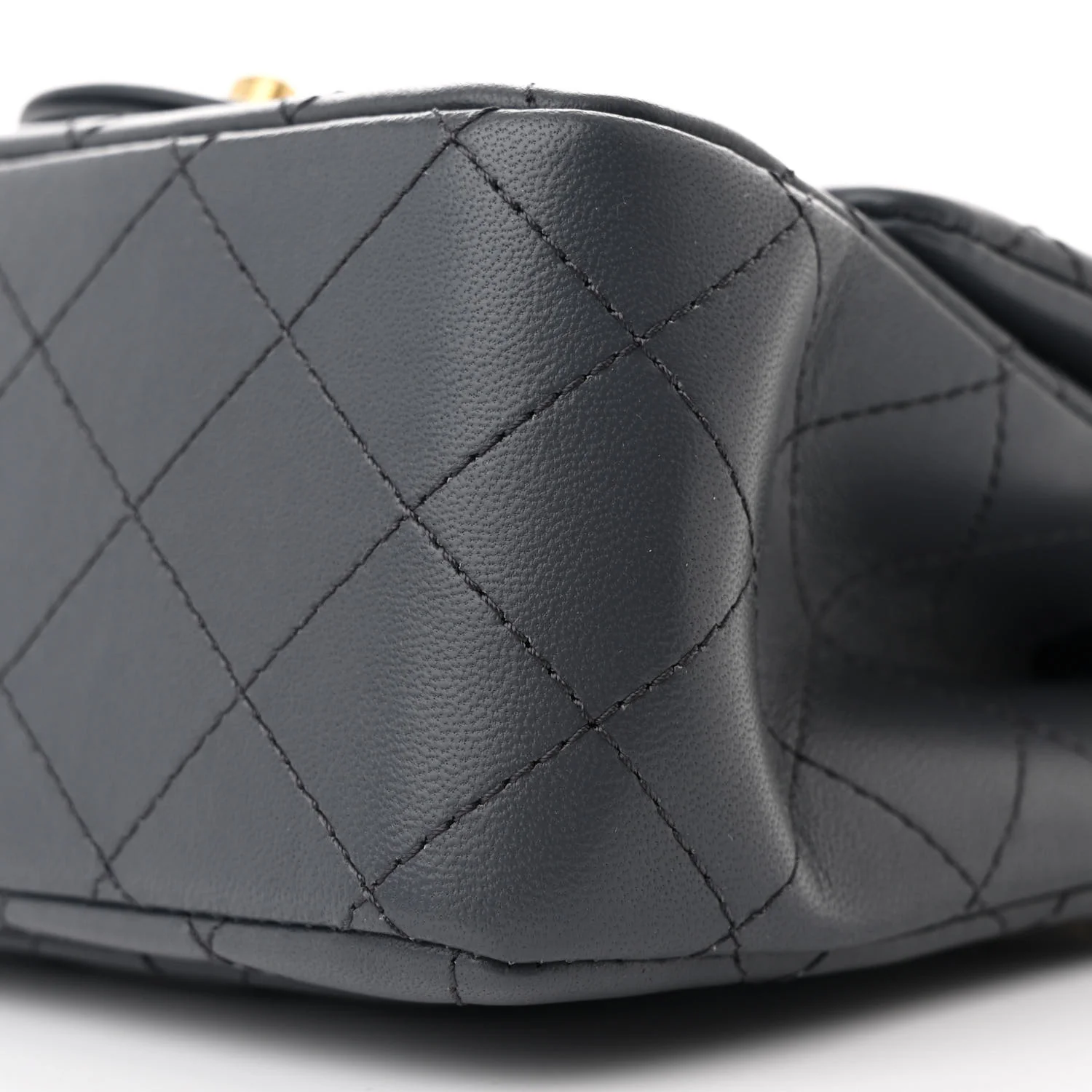 Lambskin Quilted Mini Pearl Crush Flap Dark Grey - Image 10