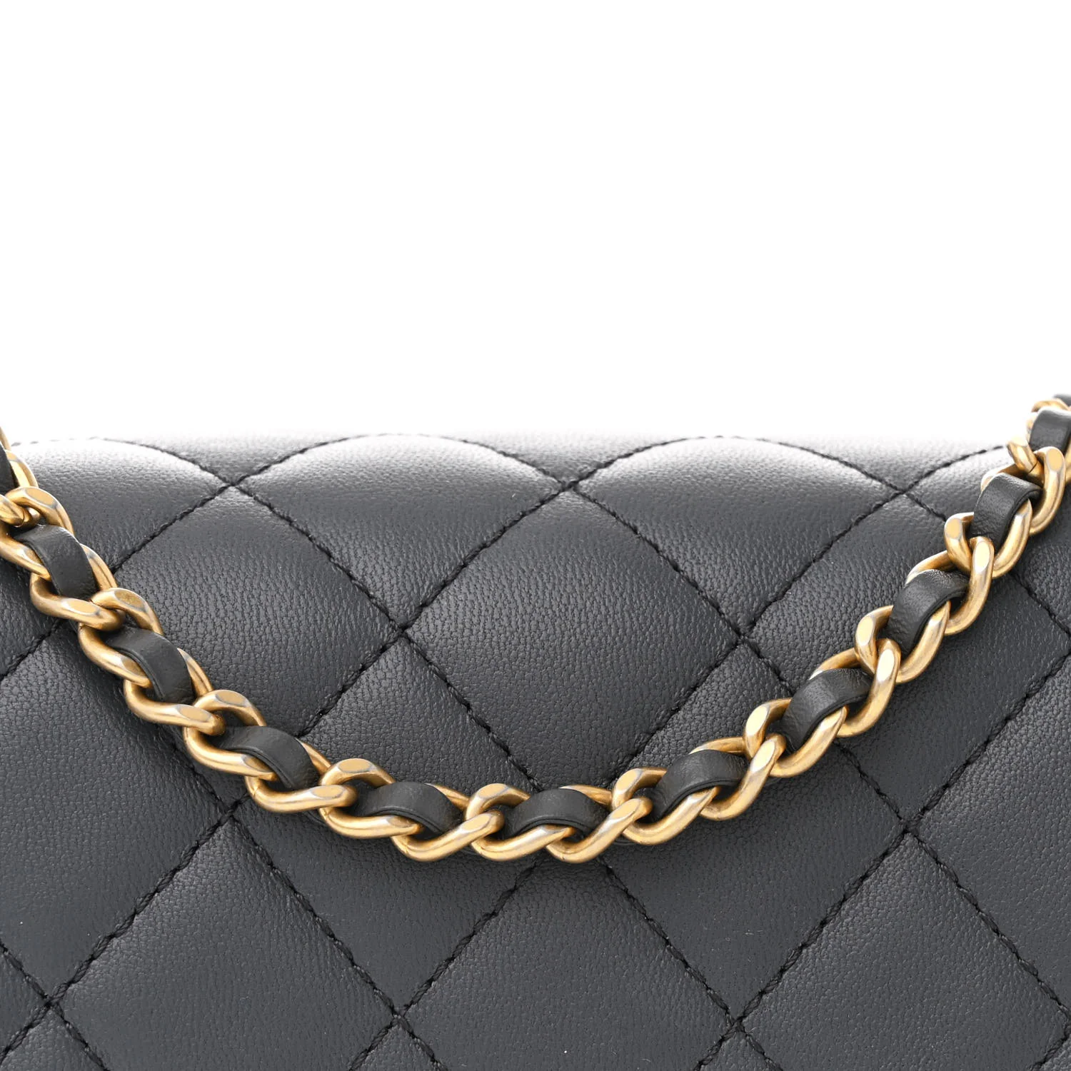 Lambskin Quilted Mini Pearl Crush Flap Dark Grey - Image 8