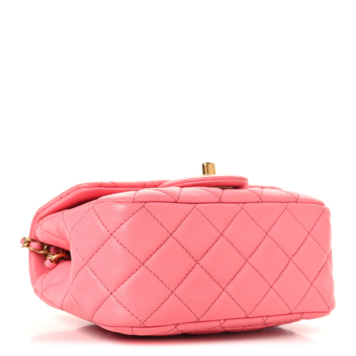 Lambskin Quilted Mini Pearl Crush Flap Pink - Image 4