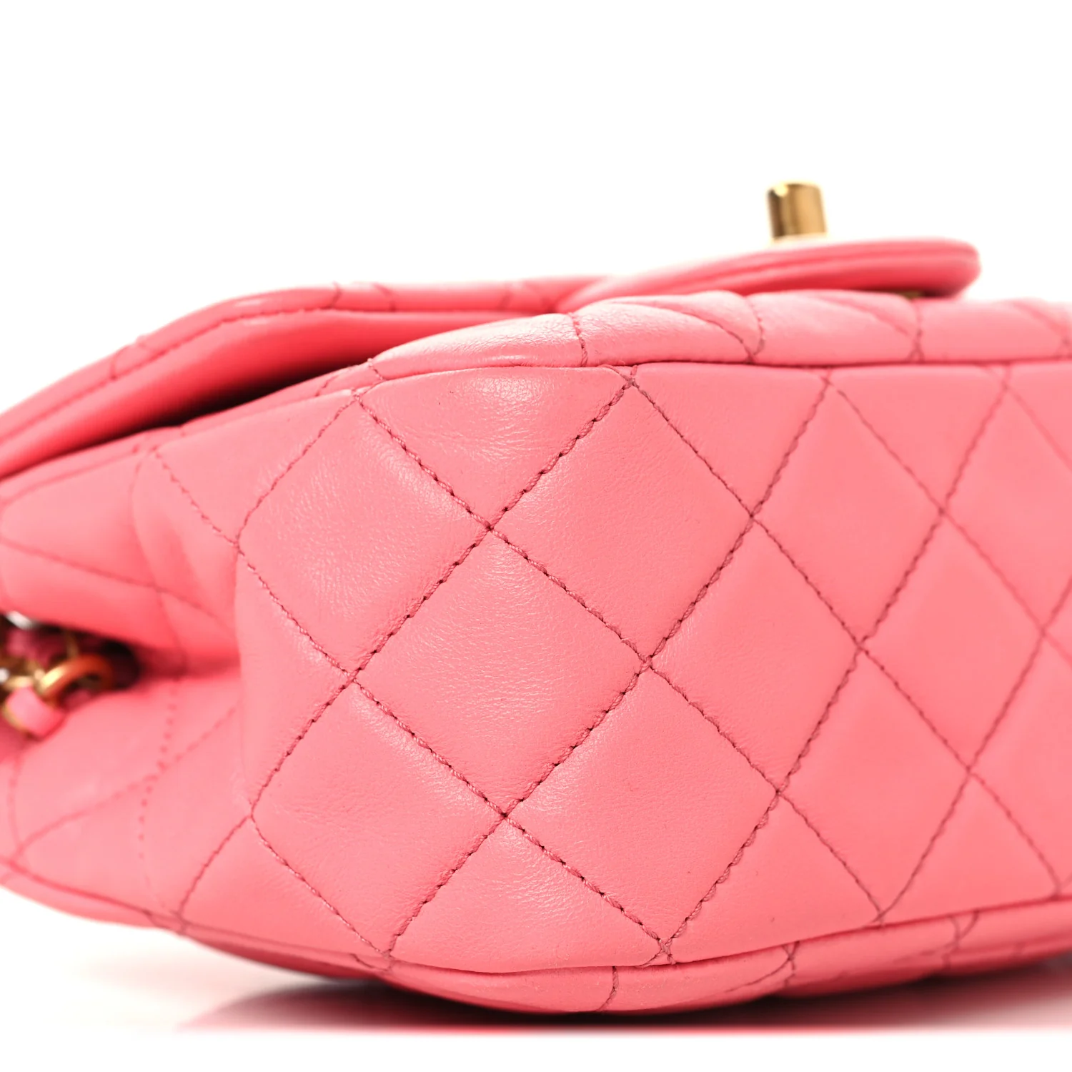 Lambskin Quilted Mini Pearl Crush Flap Pink - Image 9