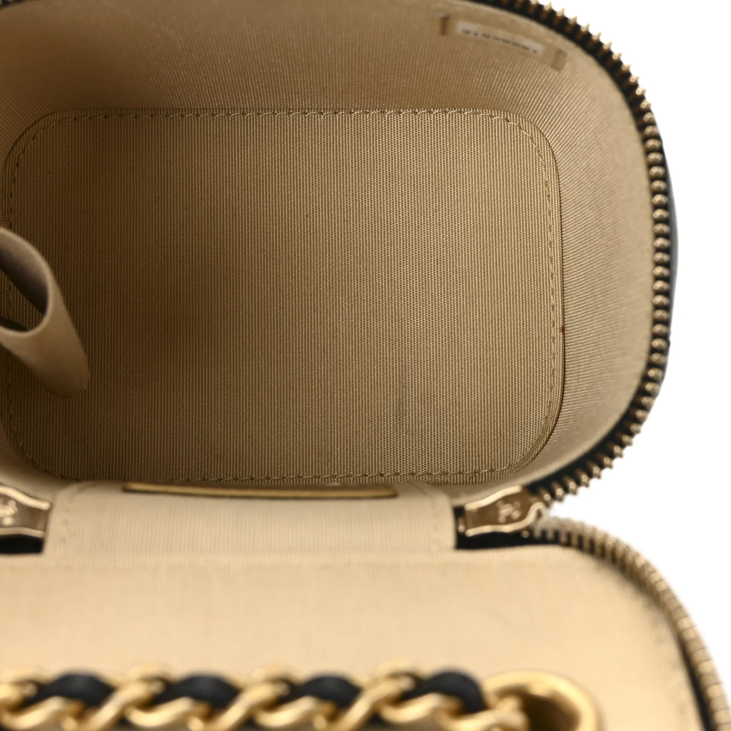 Lambskin Quilted Mini Pearl Crush Vanity Case With Chain Black - Image 5