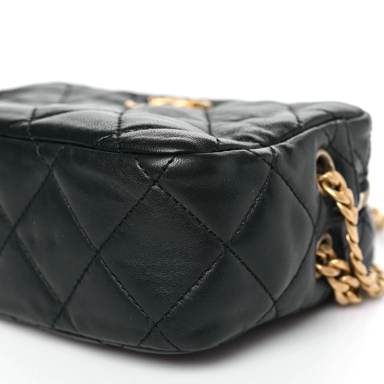 Lambskin Quilted Mini Pillow Crush Camera Case Black - Image 10