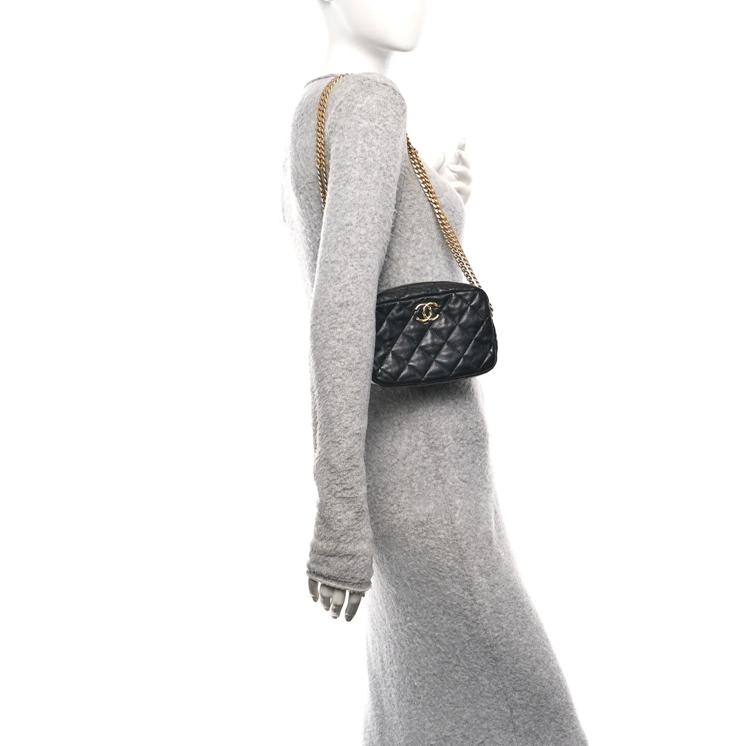 Lambskin Quilted Mini Pillow Crush Camera Case Black - Image 2