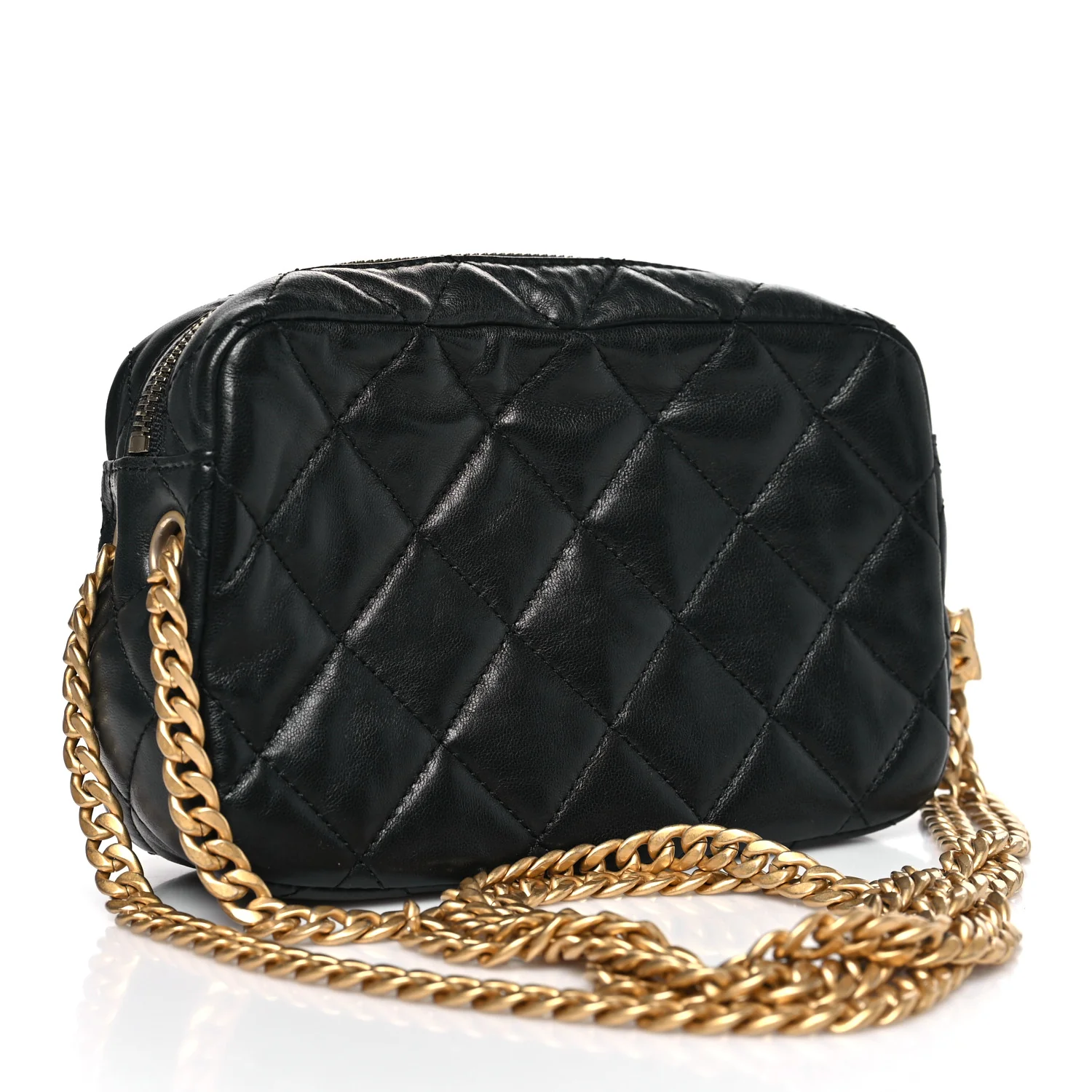 Lambskin Quilted Mini Pillow Crush Camera Case Black - Image 3