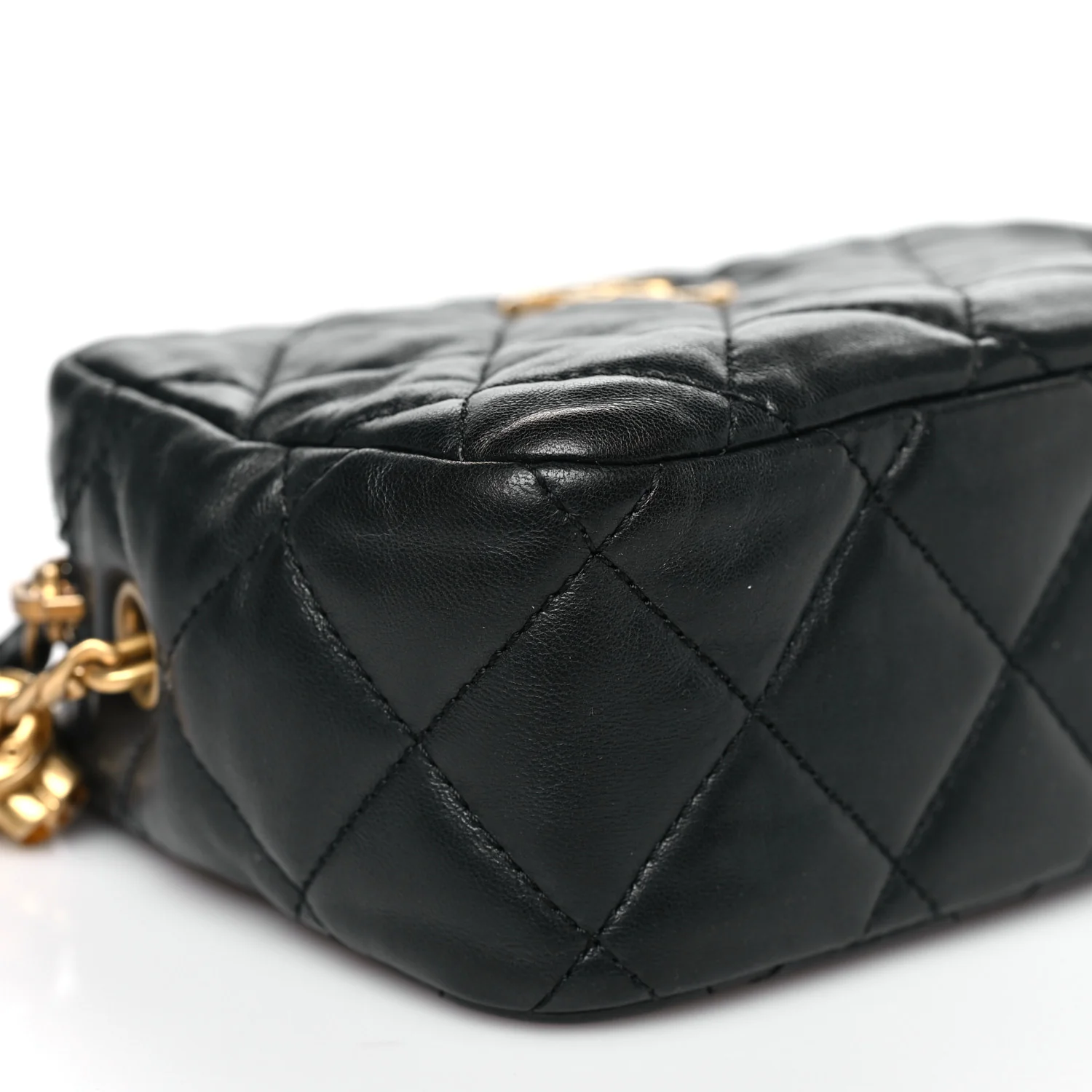Lambskin Quilted Mini Pillow Crush Camera Case Black - Image 9