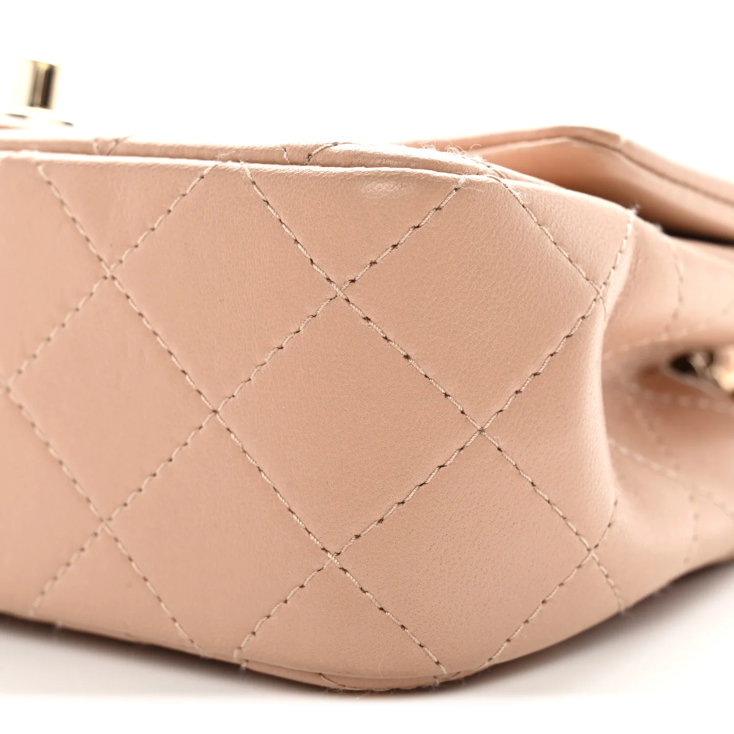 Lambskin Quilted Mini Rectangular Flap Beige - Image 10