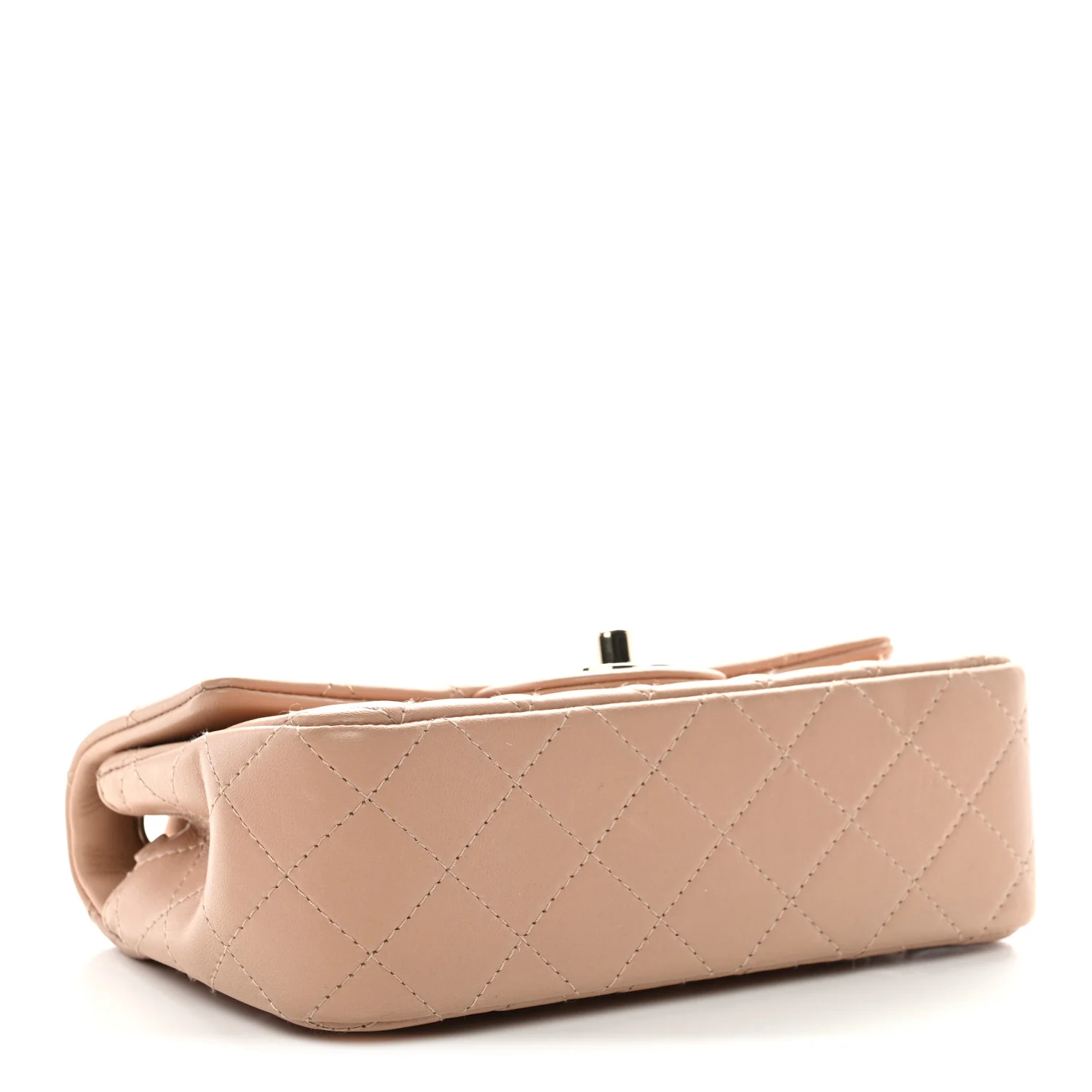 Lambskin Quilted Mini Rectangular Flap Beige - Image 4
