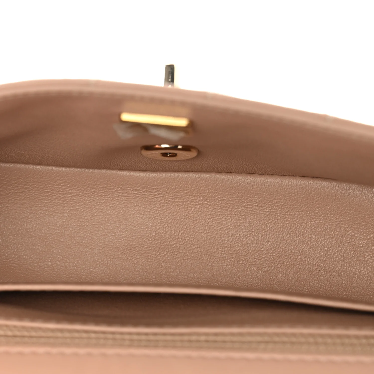 Lambskin Quilted Mini Rectangular Flap Beige - Image 5