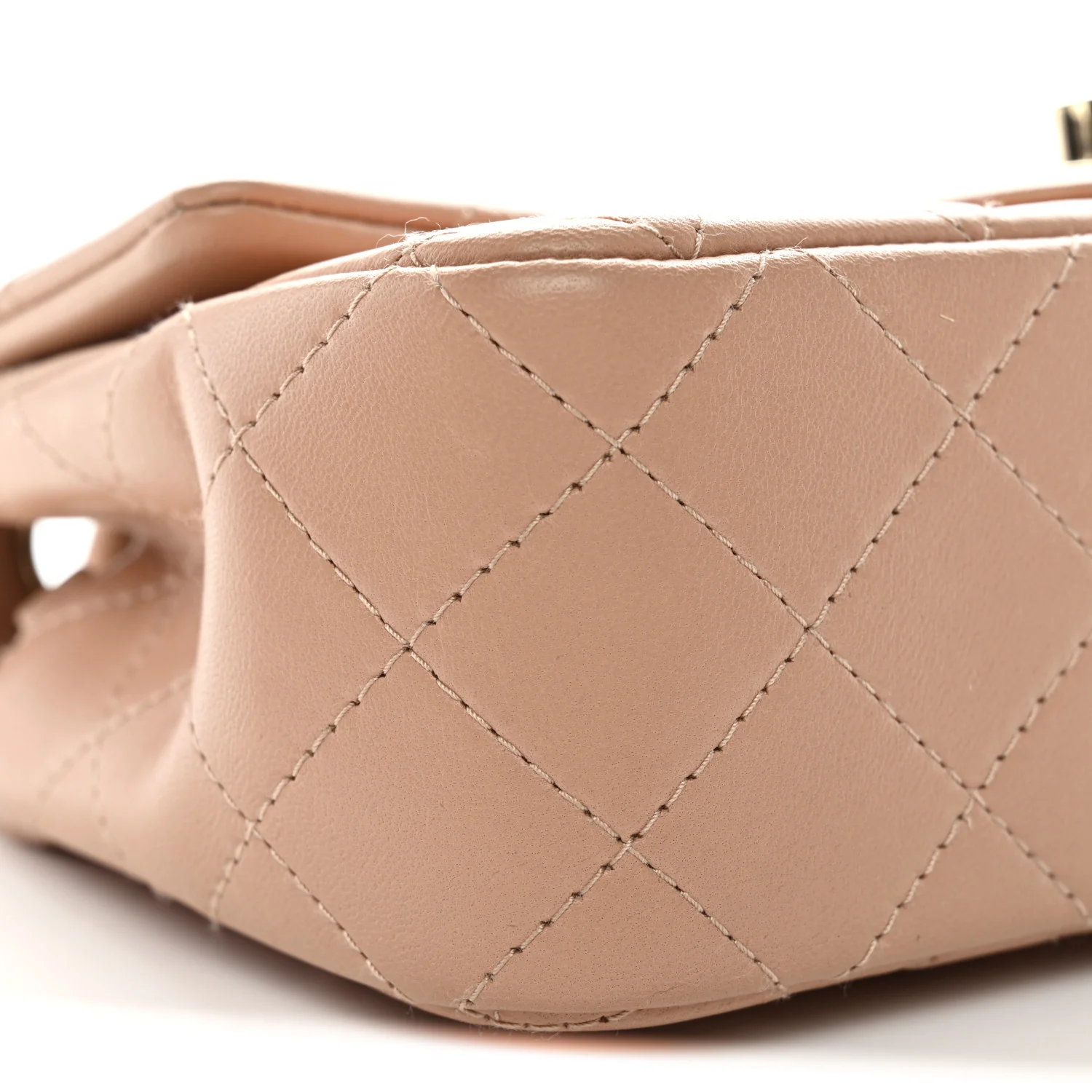 Lambskin Quilted Mini Rectangular Flap Beige - Image 9