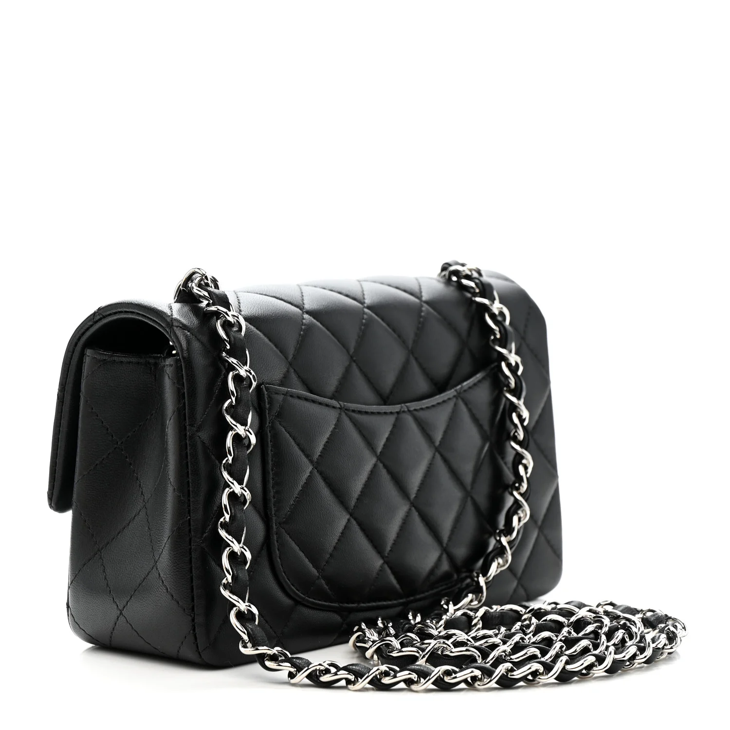 Lambskin Quilted Mini Rectangular Flap Black - Image 3