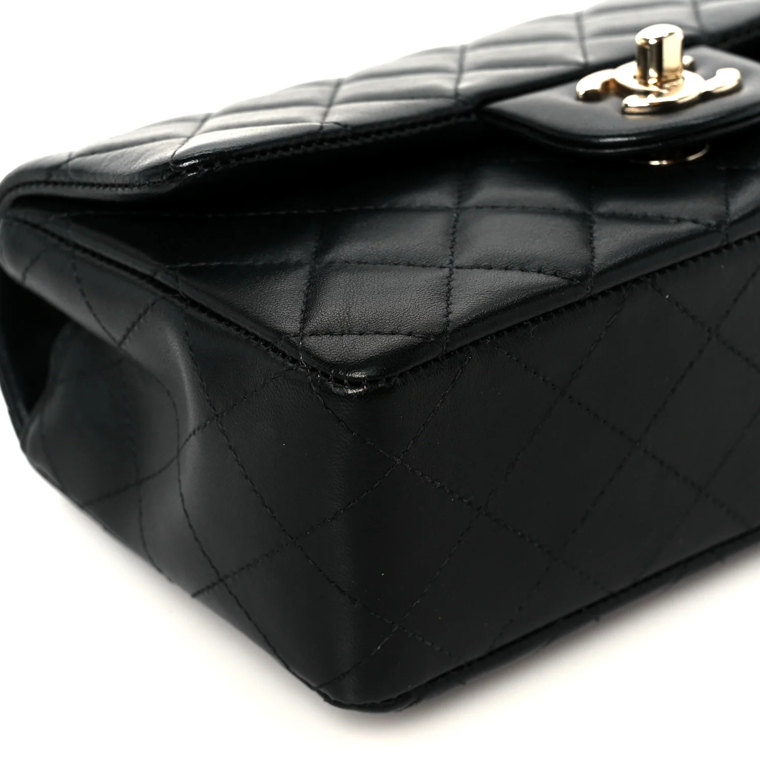 Lambskin Quilted Mini Rectangular Flap Black - Image 10