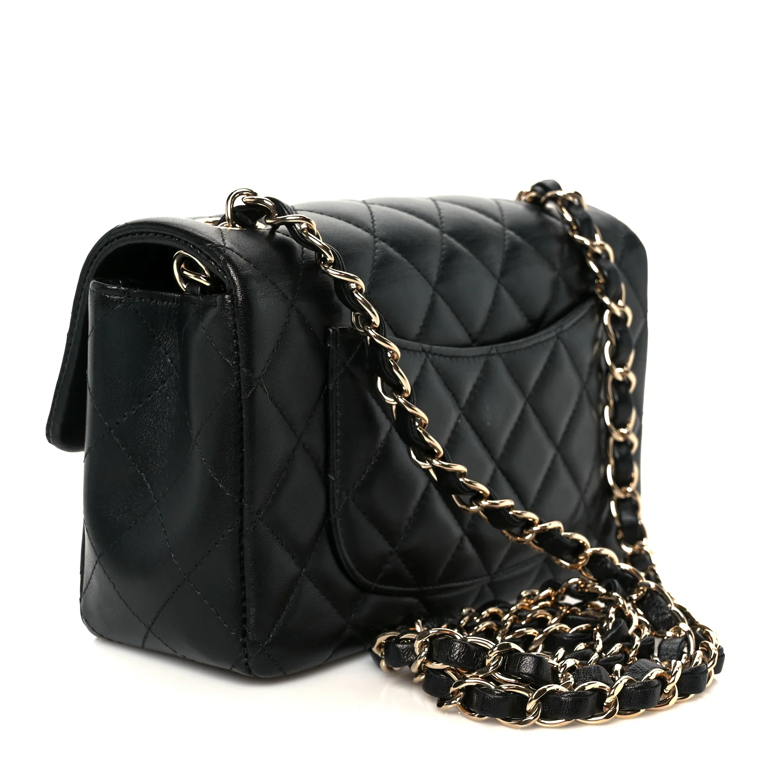 Lambskin Quilted Mini Rectangular Flap Black - Image 3