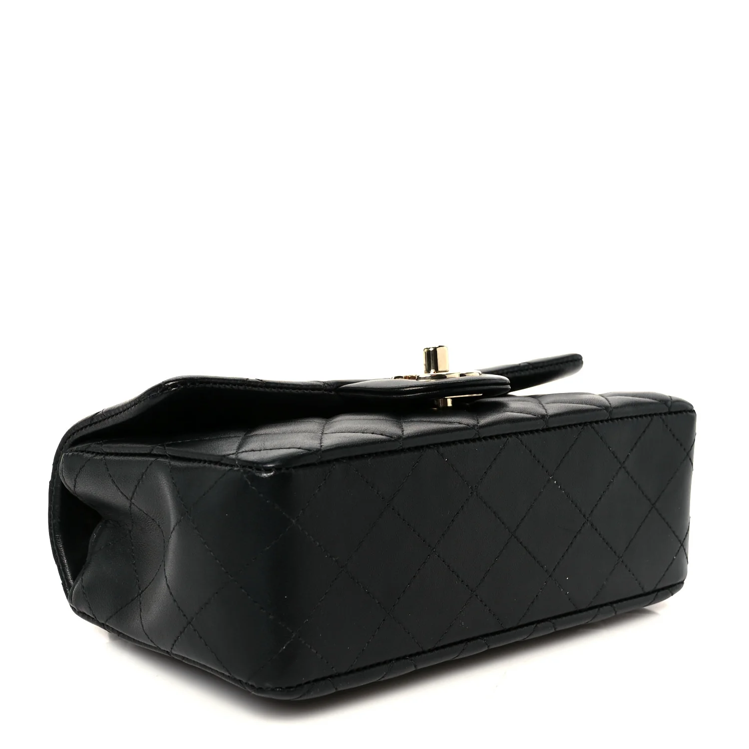 Lambskin Quilted Mini Rectangular Flap Black - Image 4