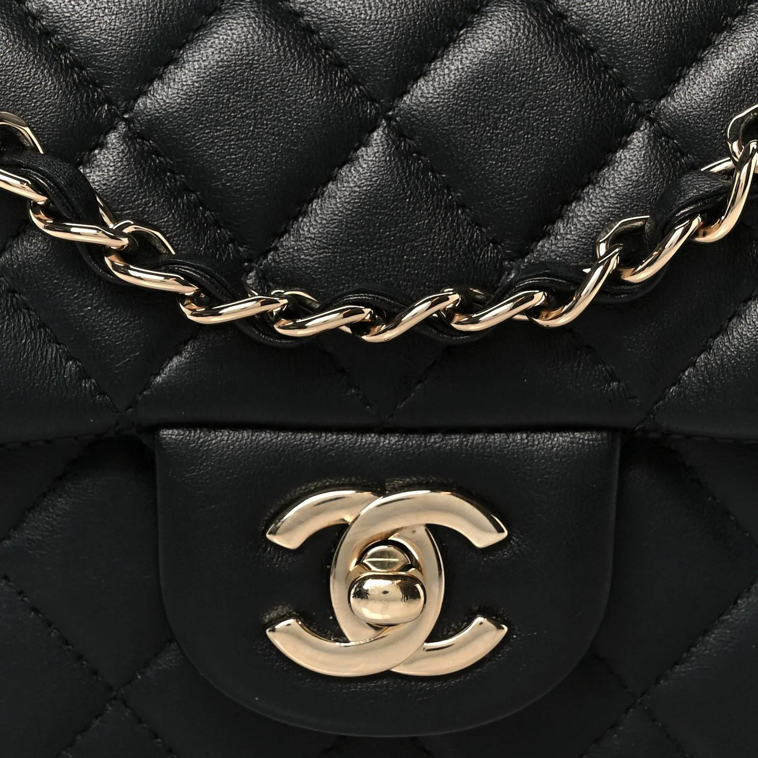 Lambskin Quilted Mini Rectangular Flap Black - Image 9