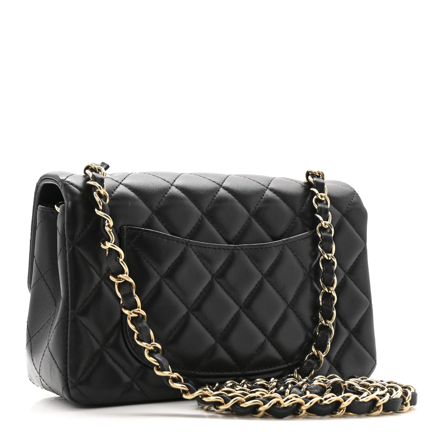 Lambskin Quilted Mini Rectangular Flap Black - Image 3