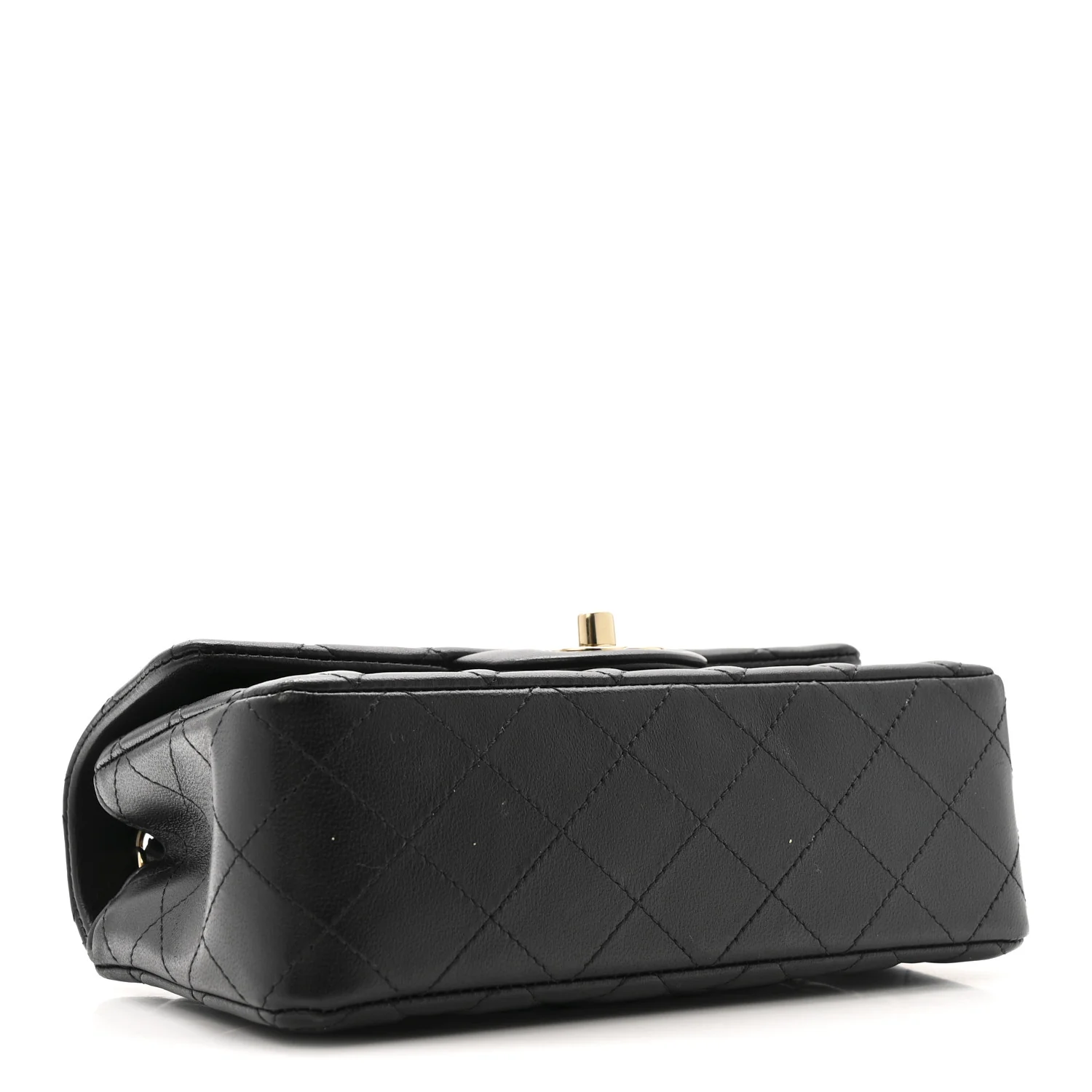 Lambskin Quilted Mini Rectangular Flap Black - Image 4
