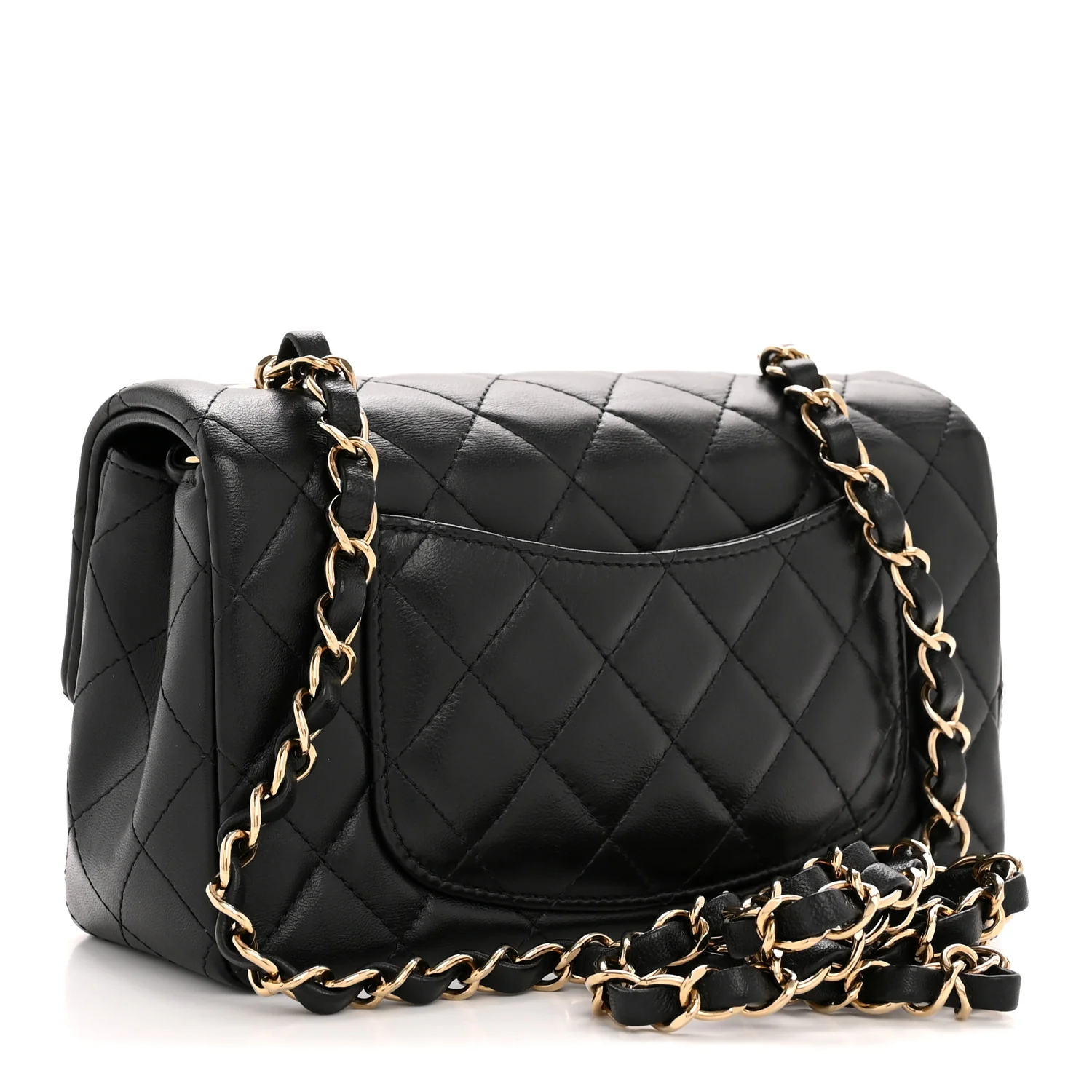 Lambskin Quilted Mini Rectangular Flap Black - Image 3