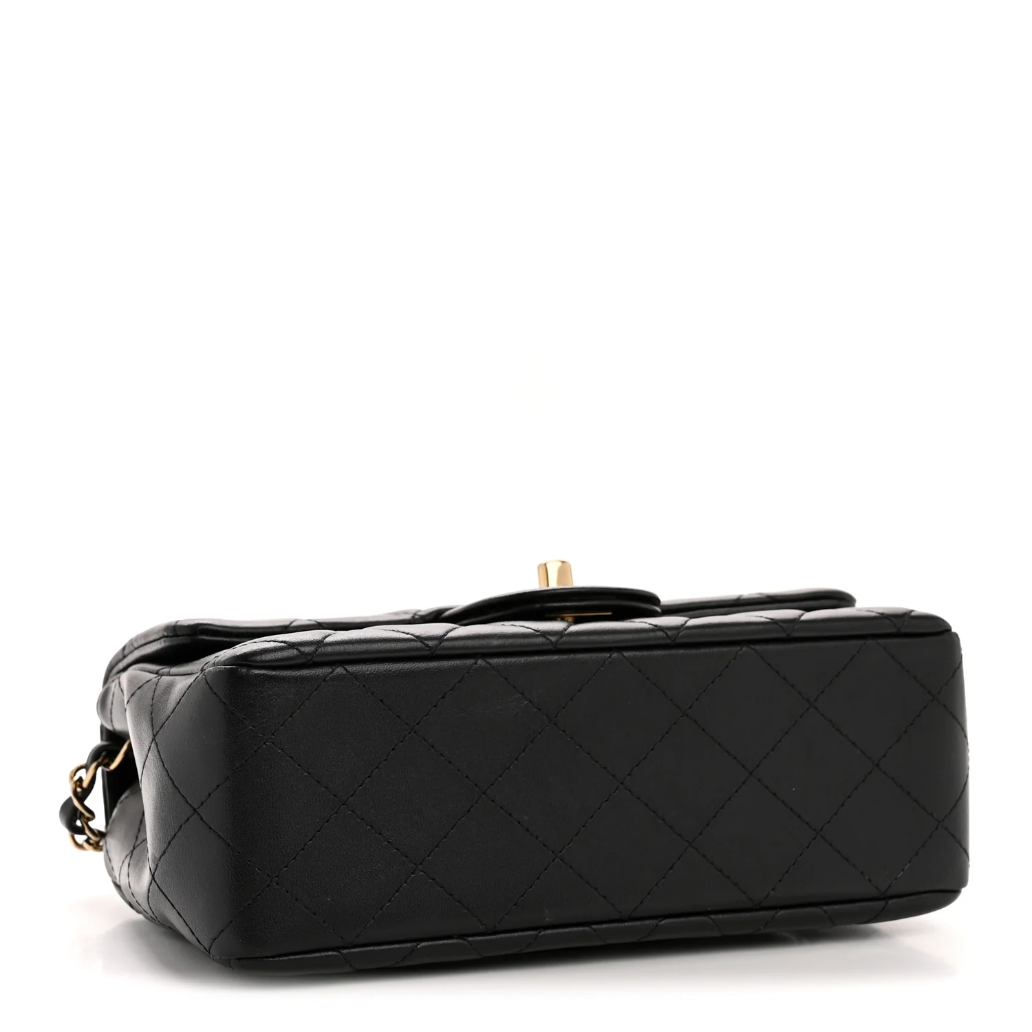 Lambskin Quilted Mini Rectangular Flap Black - Image 4
