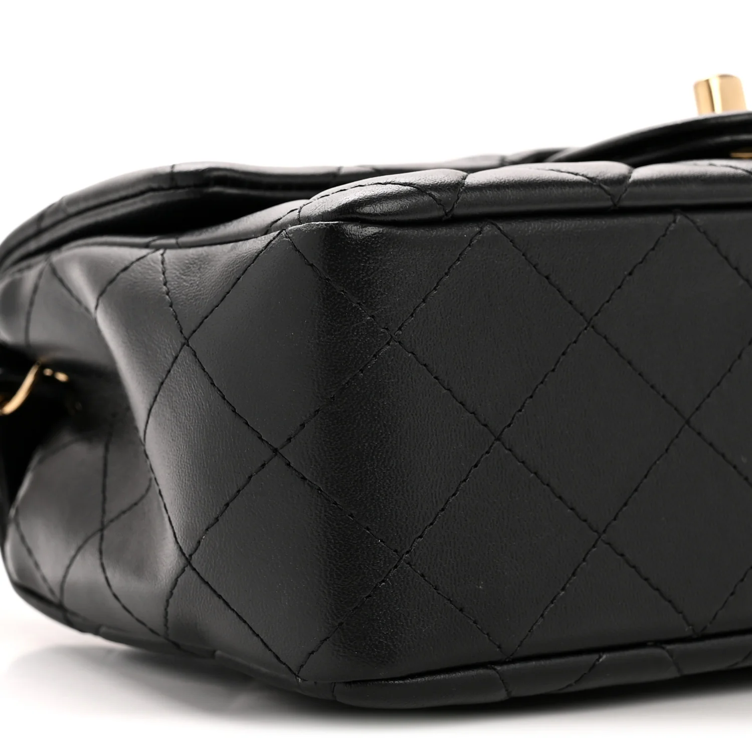 Lambskin Quilted Mini Rectangular Flap Black - Image 9
