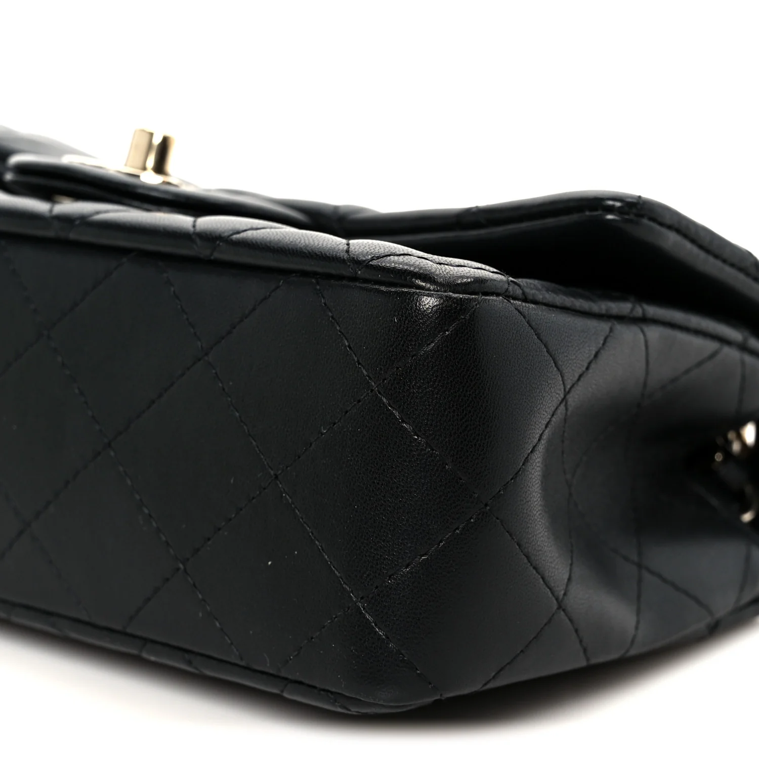 Lambskin Quilted Mini Rectangular Flap Black - Image 11