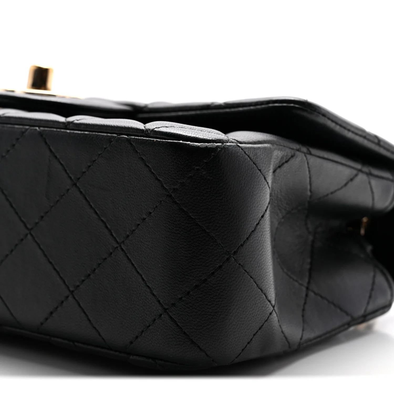 Lambskin Quilted Mini Rectangular Flap Black - Image 10