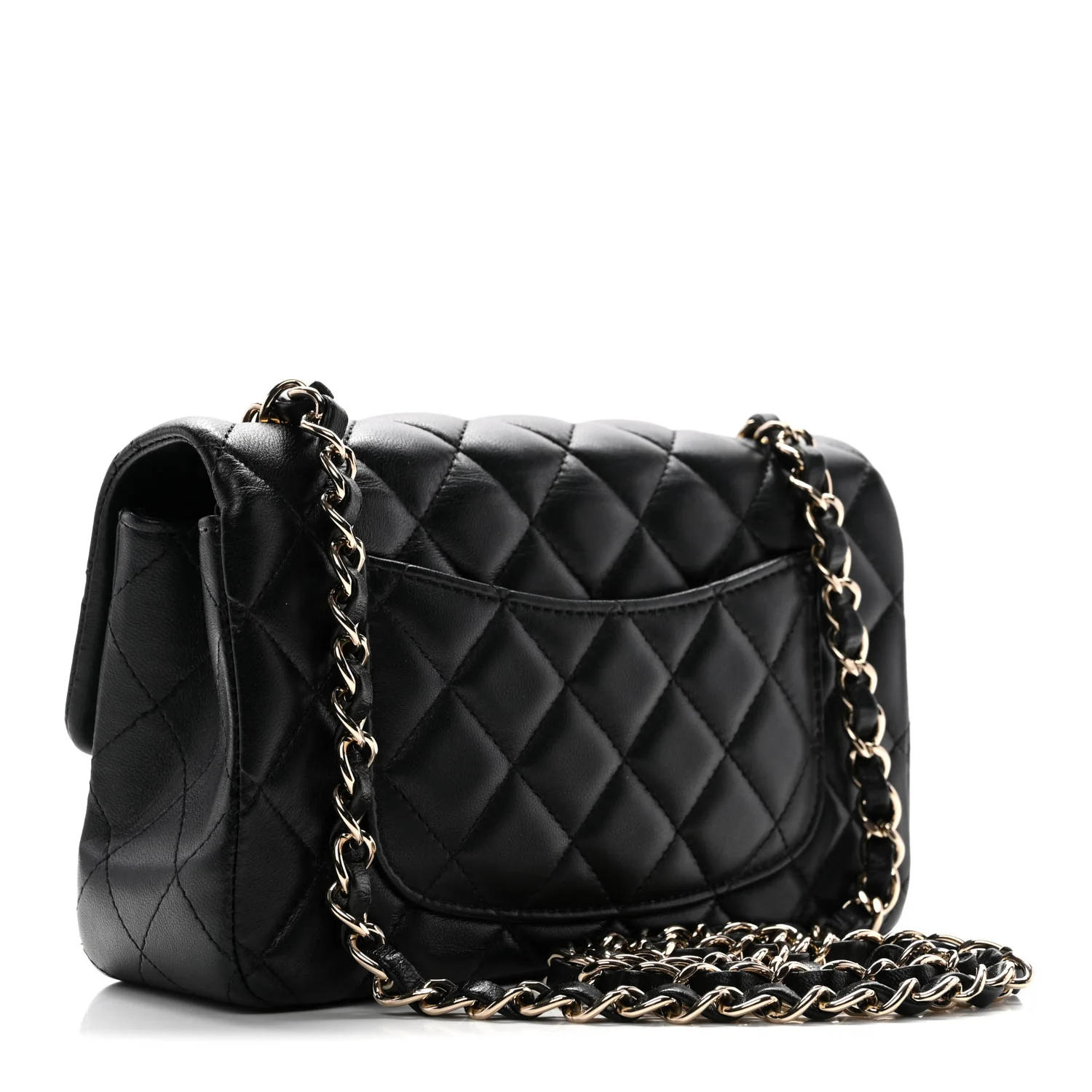 Lambskin Quilted Mini Rectangular Flap Black - Image 3