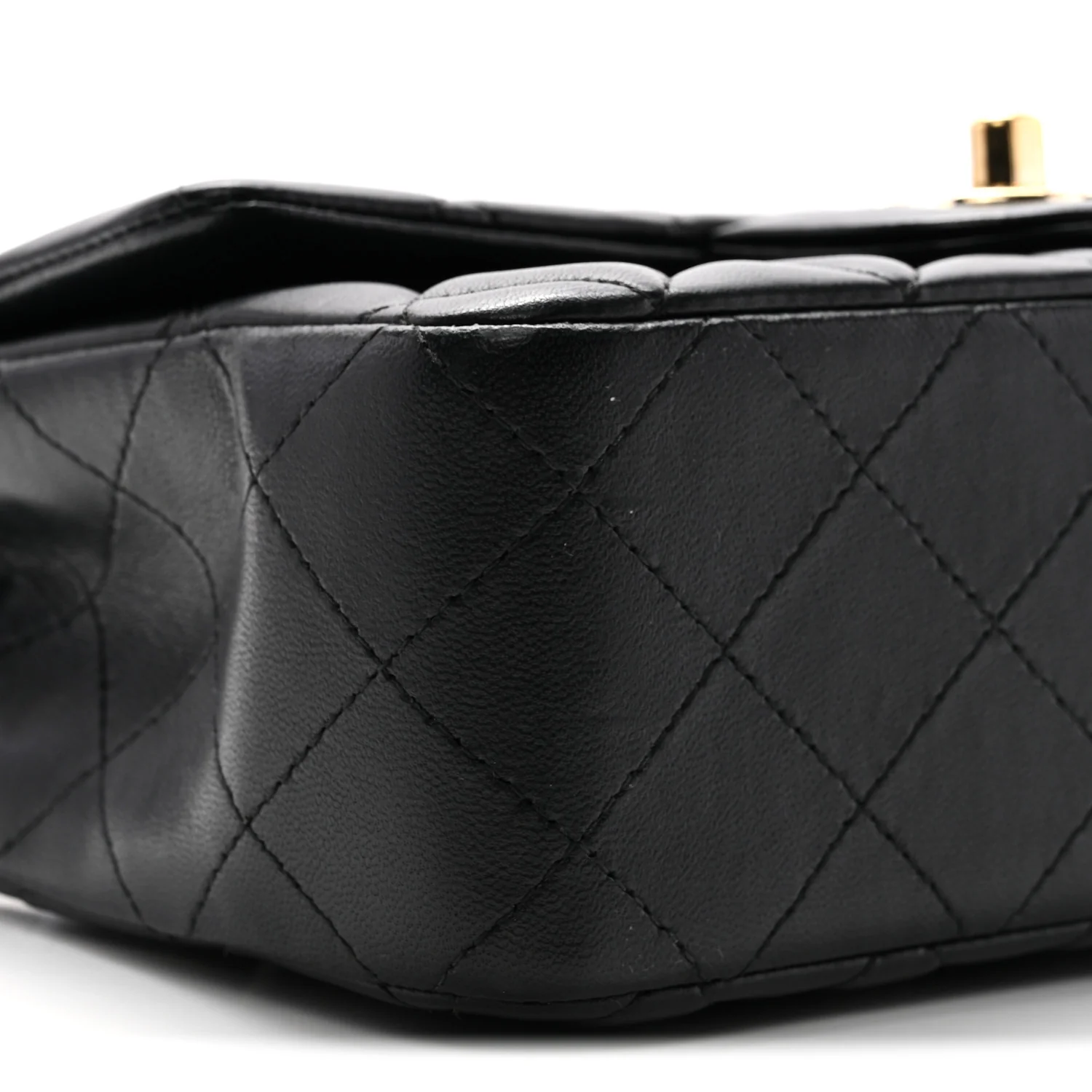 Lambskin Quilted Mini Rectangular Flap Black - Image 9