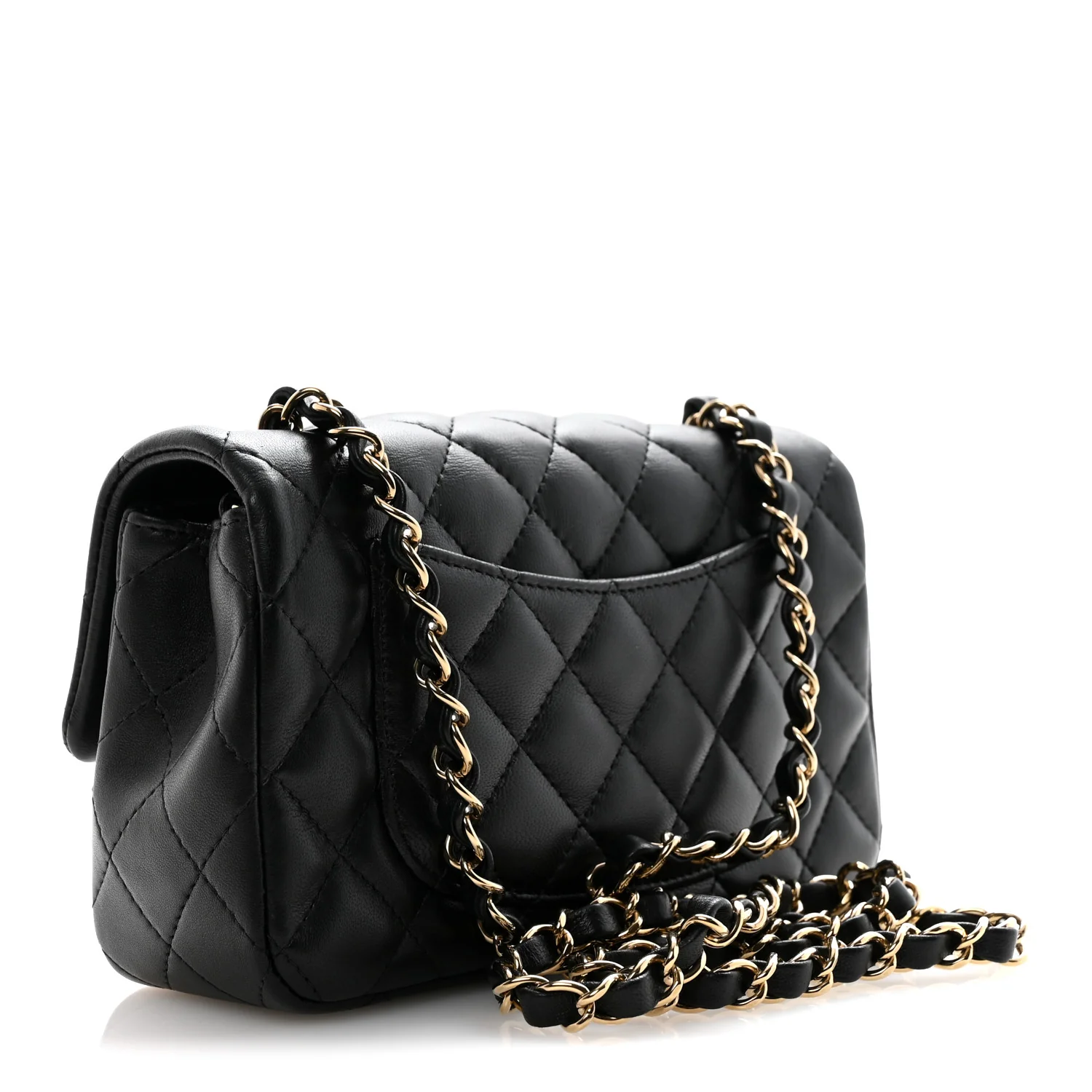 Lambskin Quilted Mini Rectangular Flap Black - Image 3