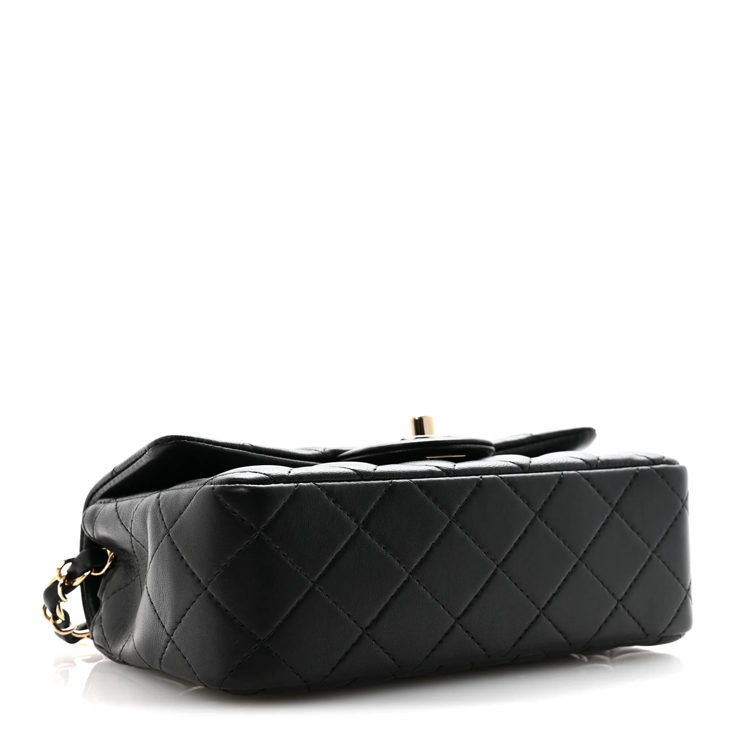 Lambskin Quilted Mini Rectangular Flap Black - Image 4