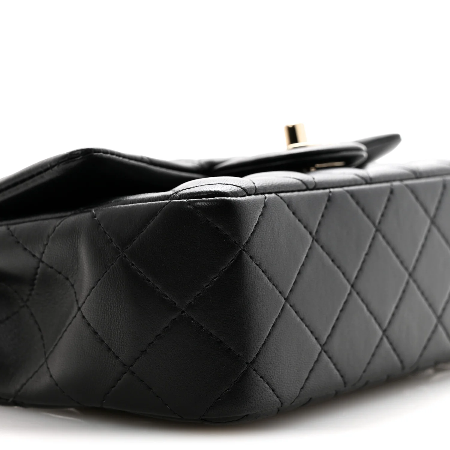 Lambskin Quilted Mini Rectangular Flap Black - Image 9