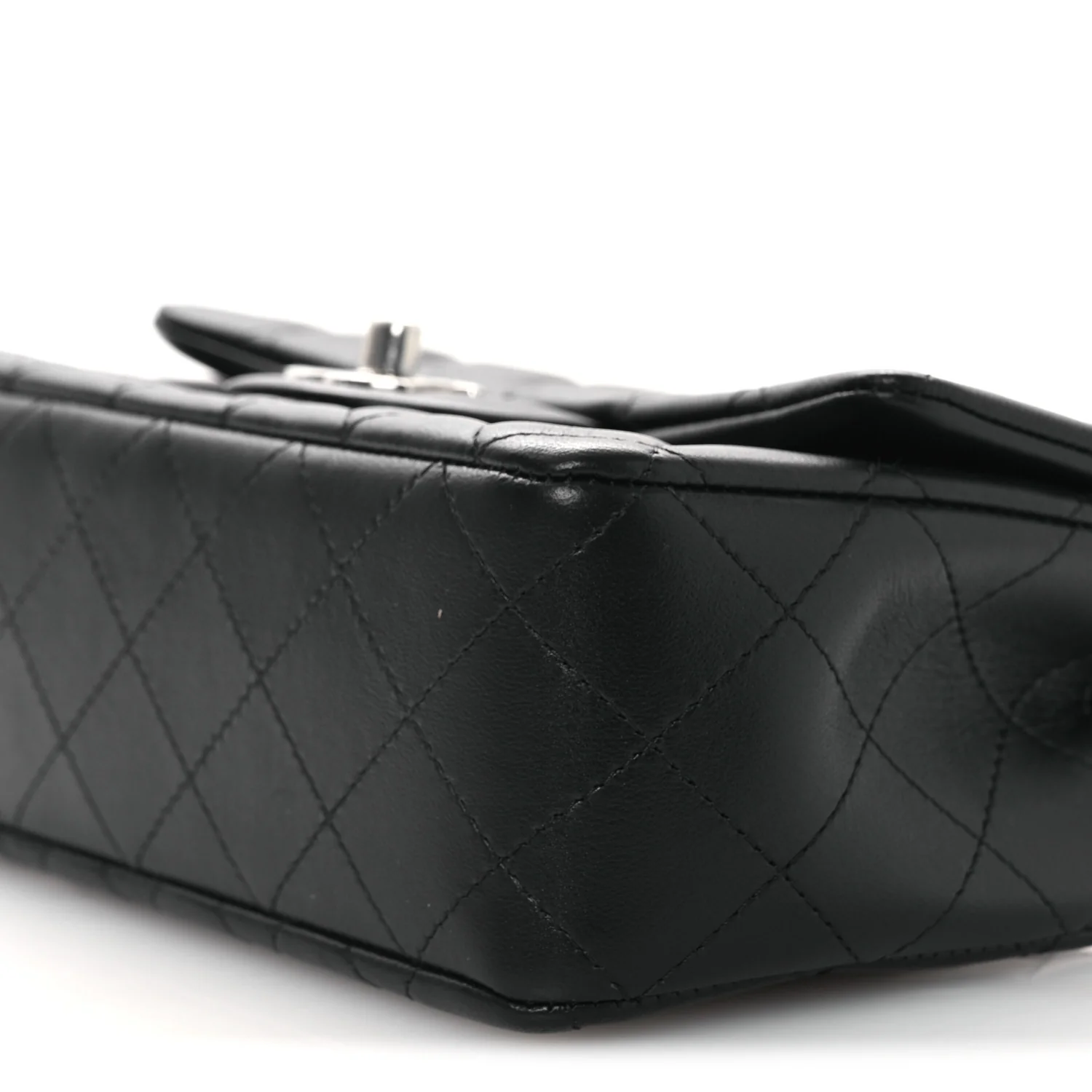 Lambskin Quilted Mini Rectangular Flap Black - Image 10